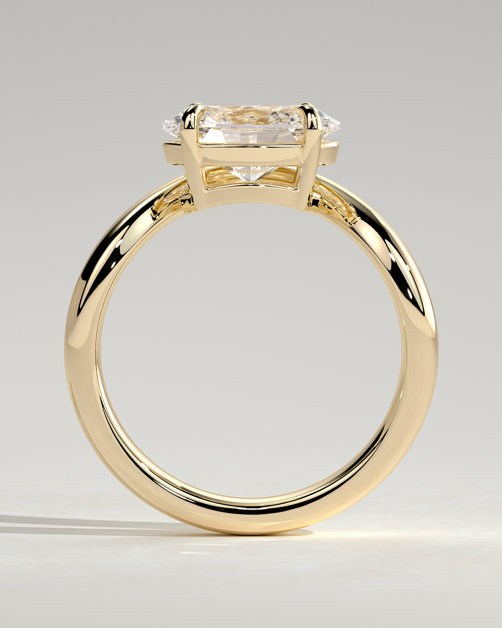 Hayley - Oval Solitaire with Twist Band - 18k Yellow Gold