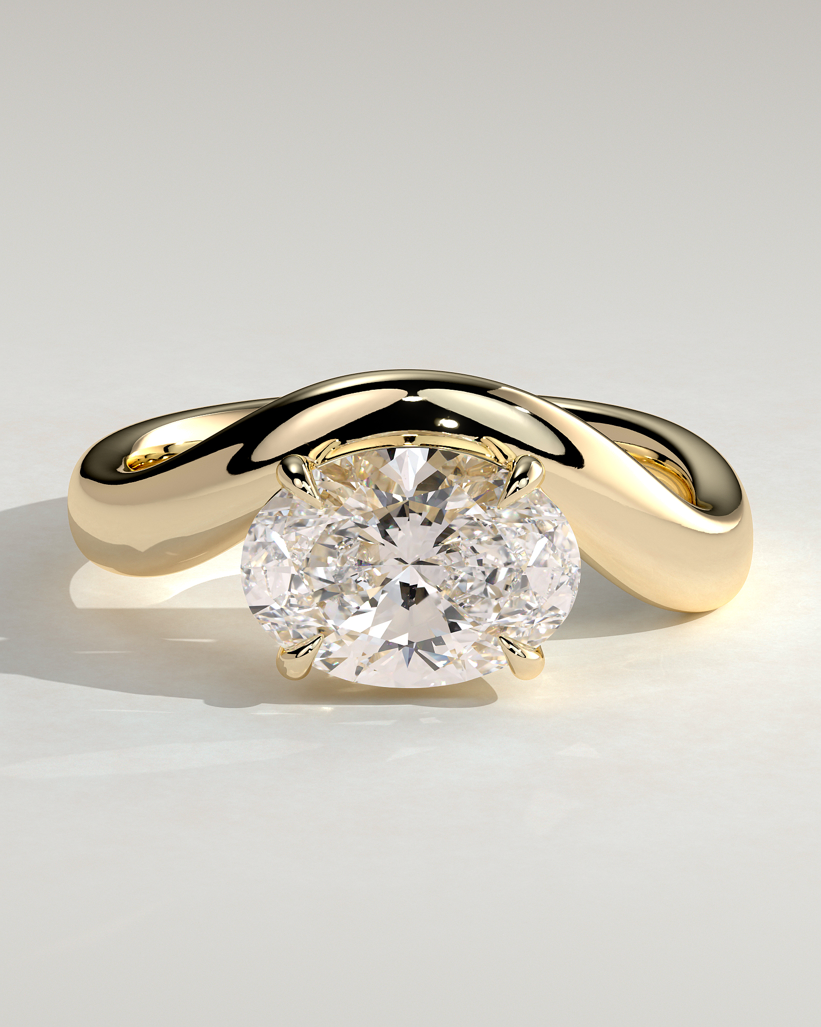Hayley - Oval Solitaire with Twist Band - 18k Yellow Gold