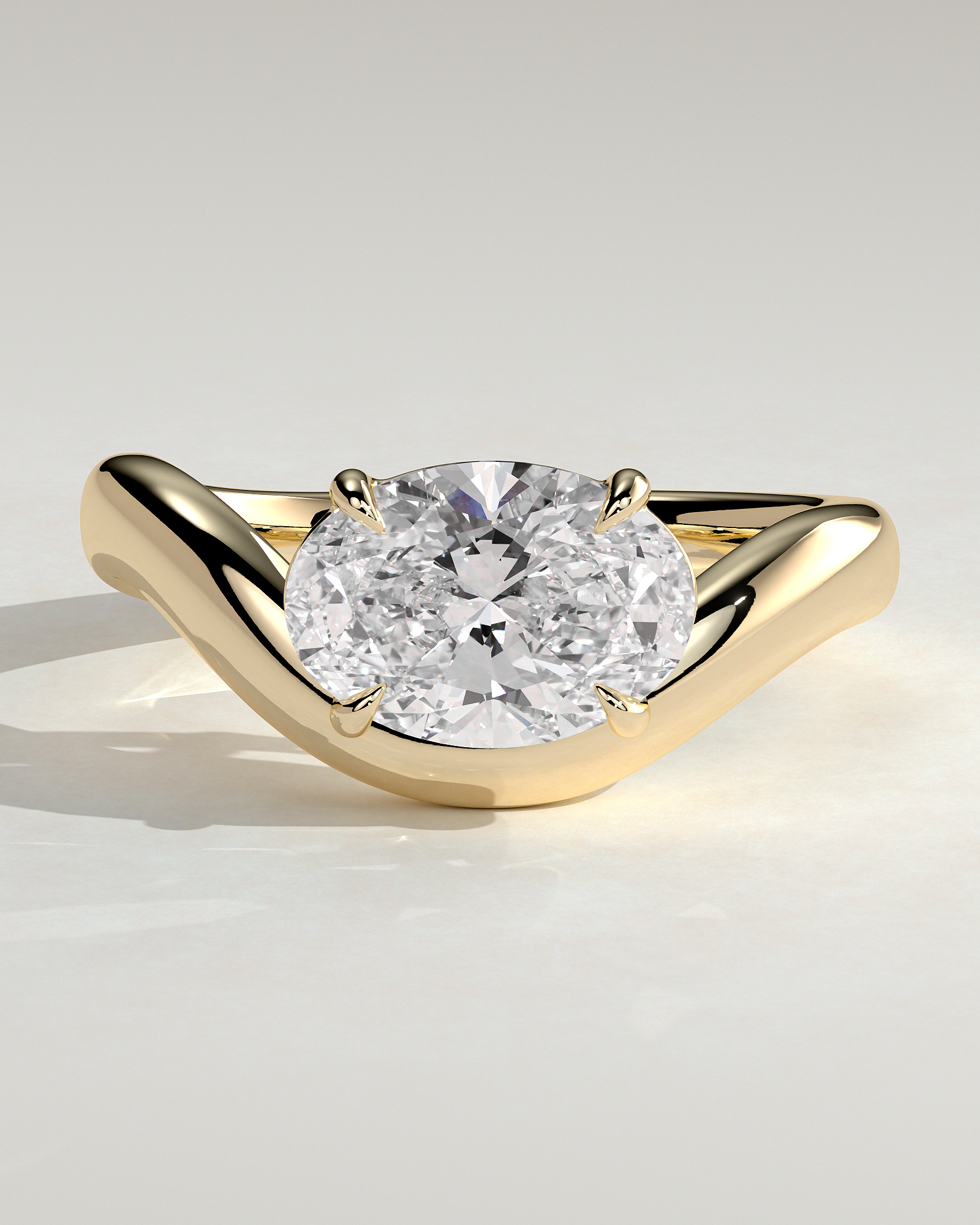 Hayley - Oval Solitaire with Twist Band - 18k Yellow Gold