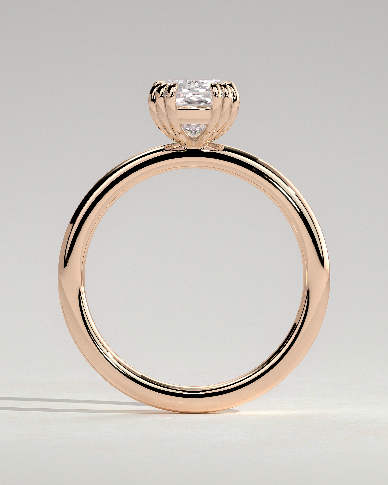 Helena  Elongated Cushion Solitaire with Triple-Split Claws - 18k Rose Gold