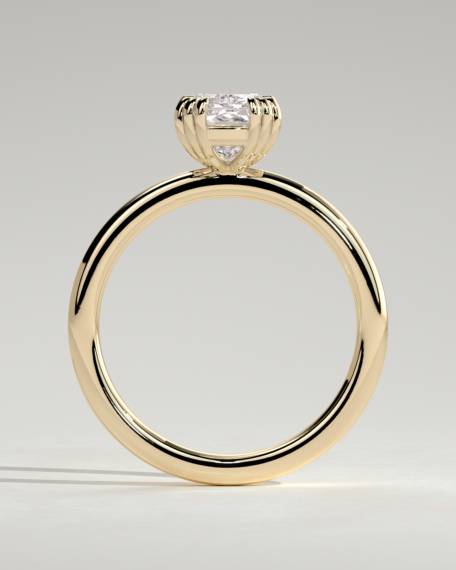Helena  Elongated Cushion Solitaire with Triple-Split Claws - 18k Yellow Gold