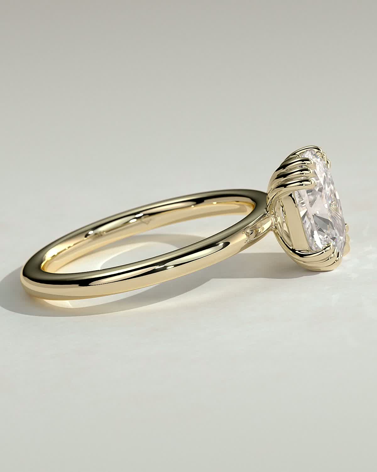 Helena  Elongated Cushion Solitaire with Triple-Split Claws - 18k Yellow Gold