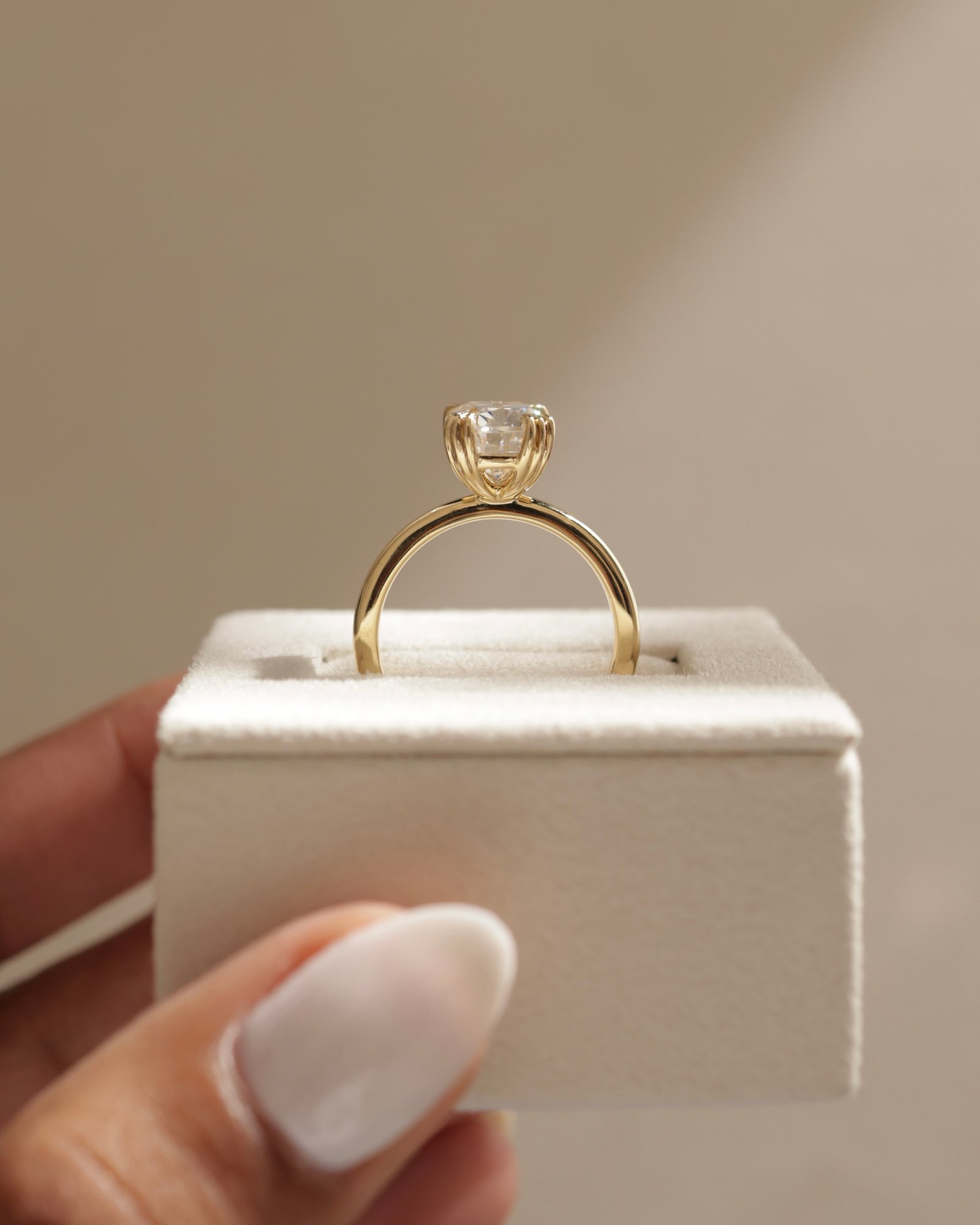 Helena  Elongated Cushion Solitaire with Triple-Split Claws Lifestyle Image