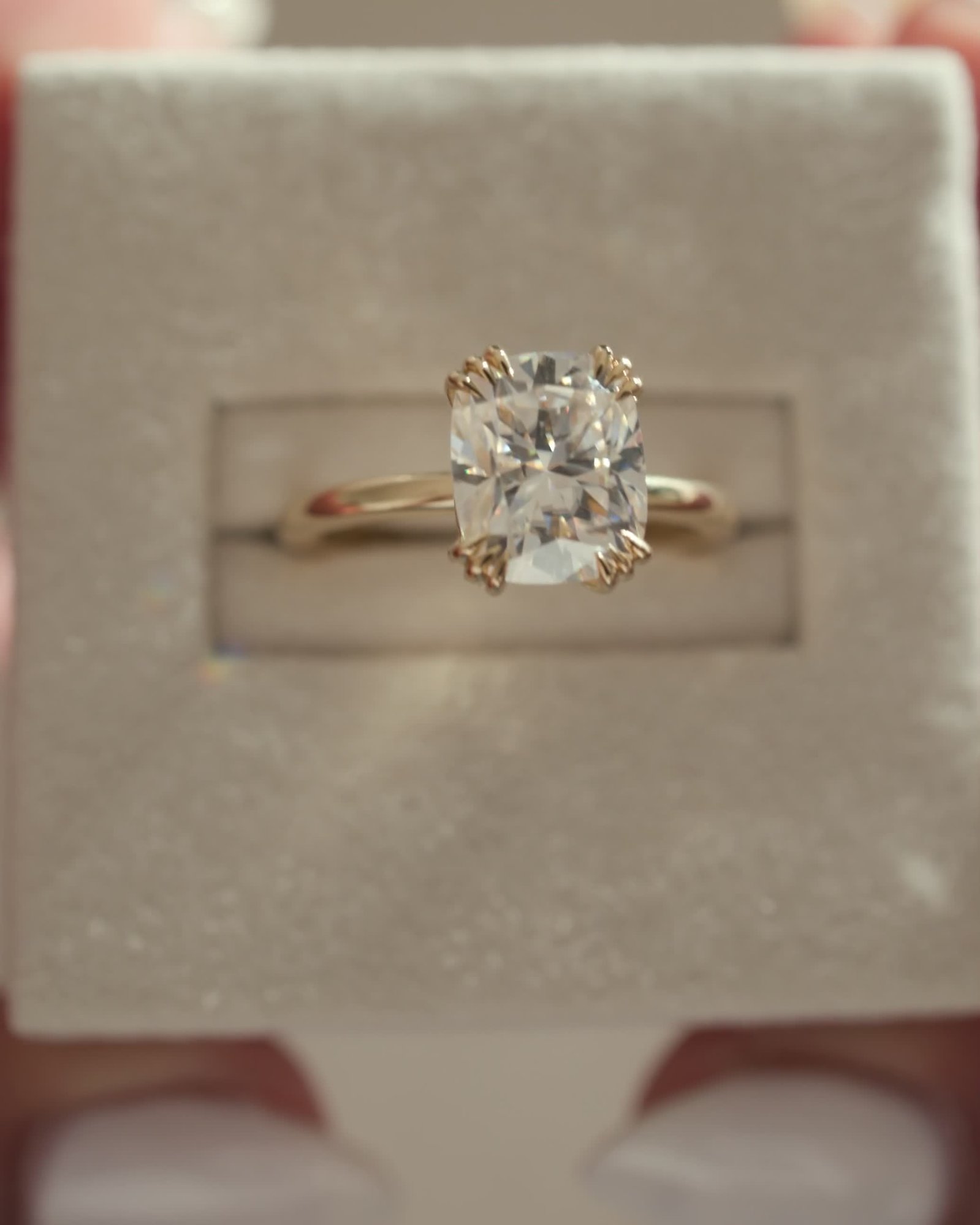 Helena  Elongated Cushion Solitaire with Triple-Split Claws Lifestyle Image