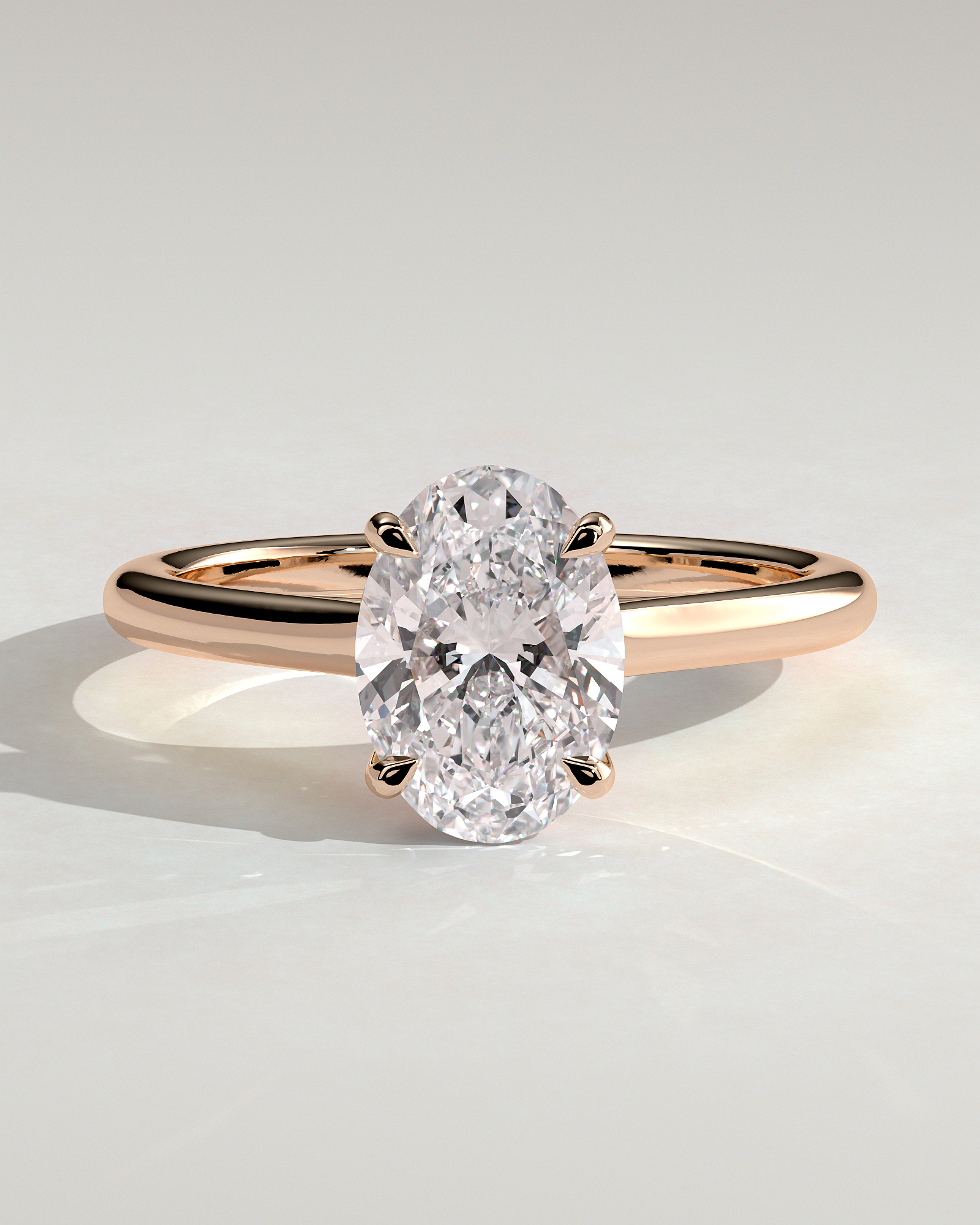 Hilary - 4 Claw Oval Solitaire - 18k Rose Gold