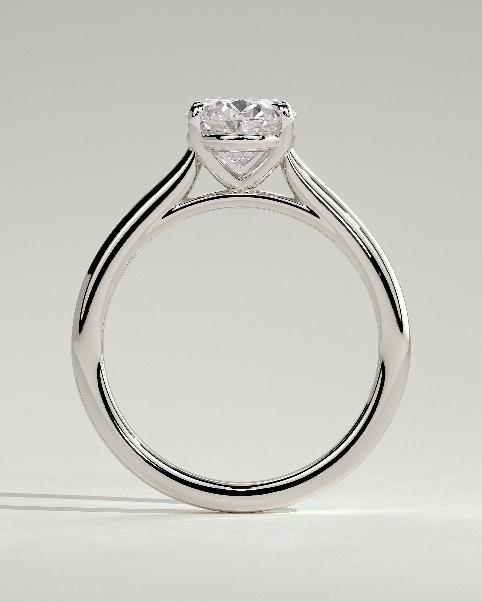 Hilary - 4 Claw Oval Solitaire - 18k White Gold