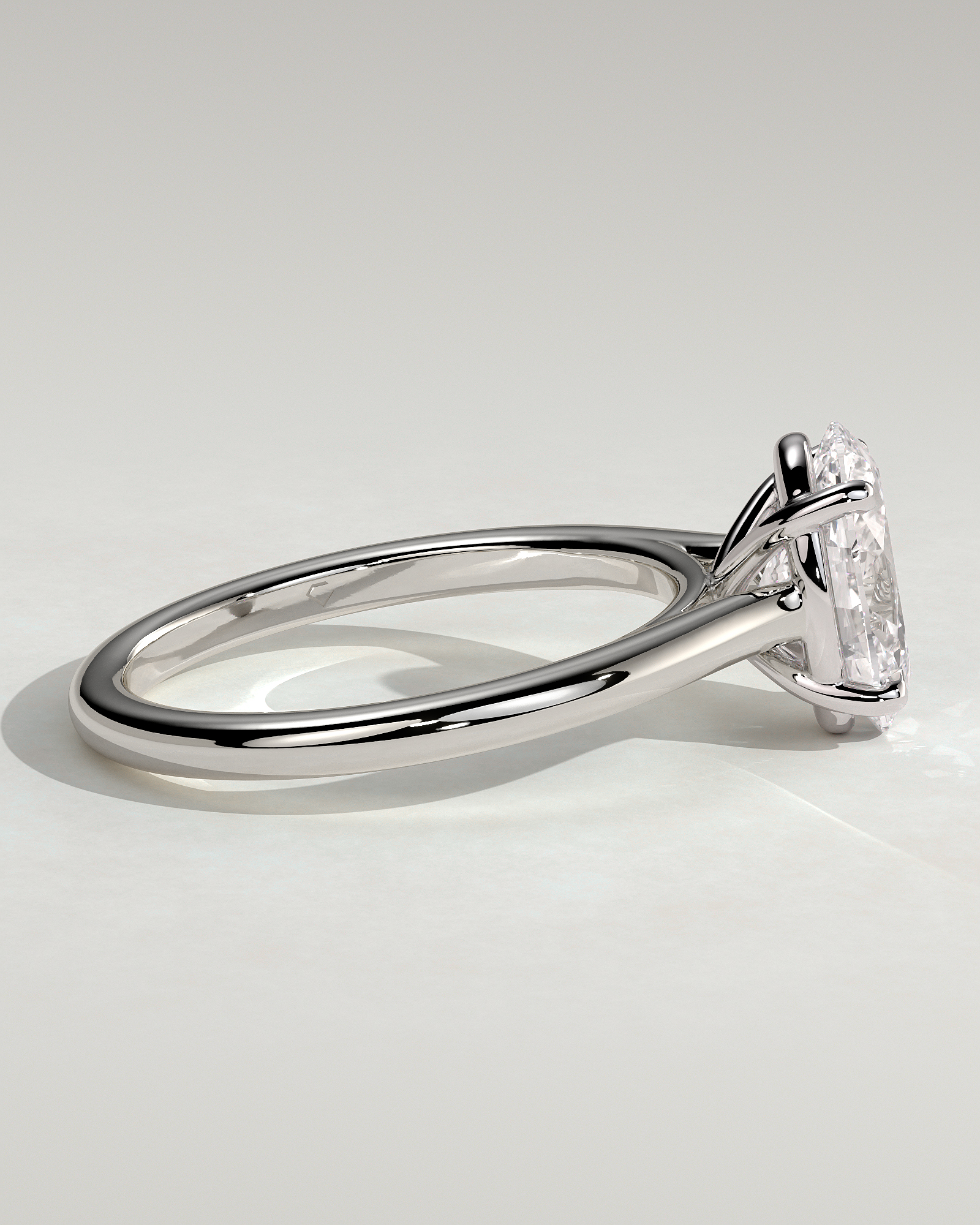 Hilary - 4 Claw Oval Solitaire - 18k White Gold