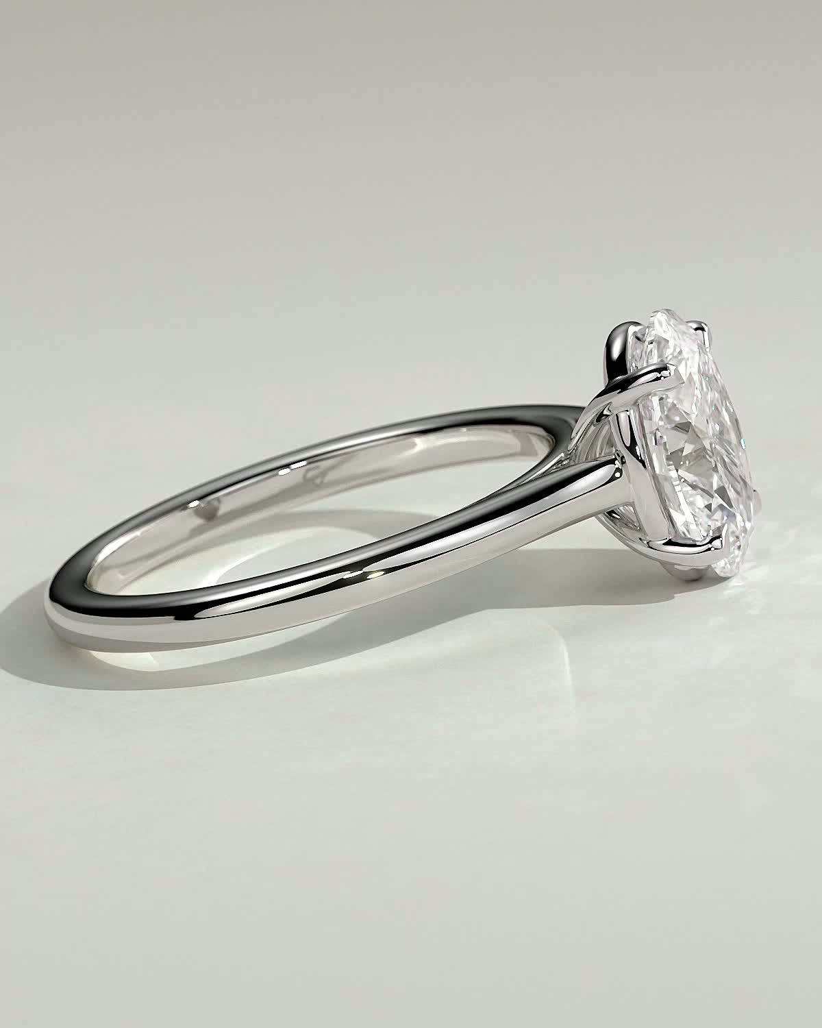 Hilary - 4 Claw Oval Solitaire - 18k White Gold