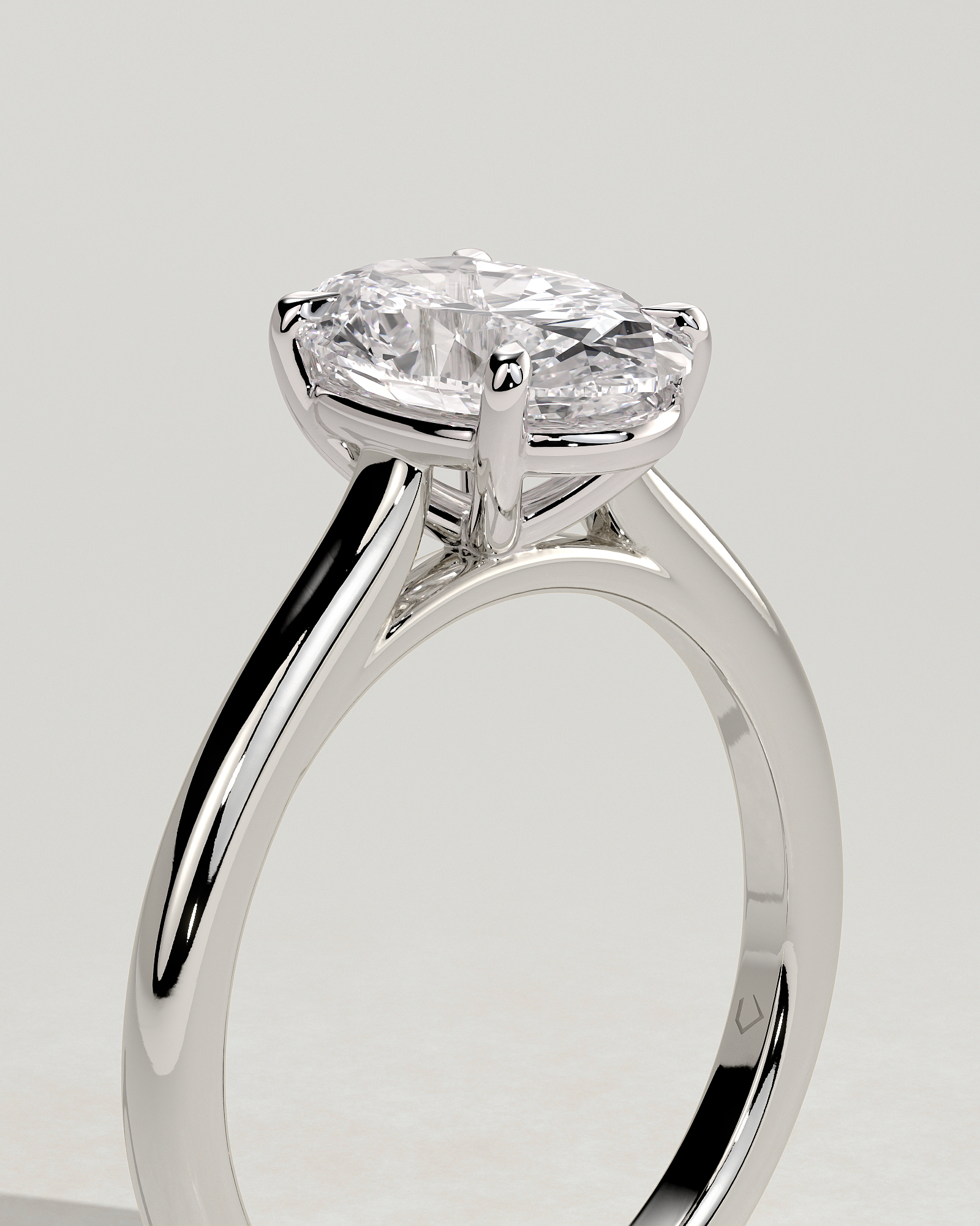 Hilary - 4 Claw Oval Solitaire - 18k White Gold