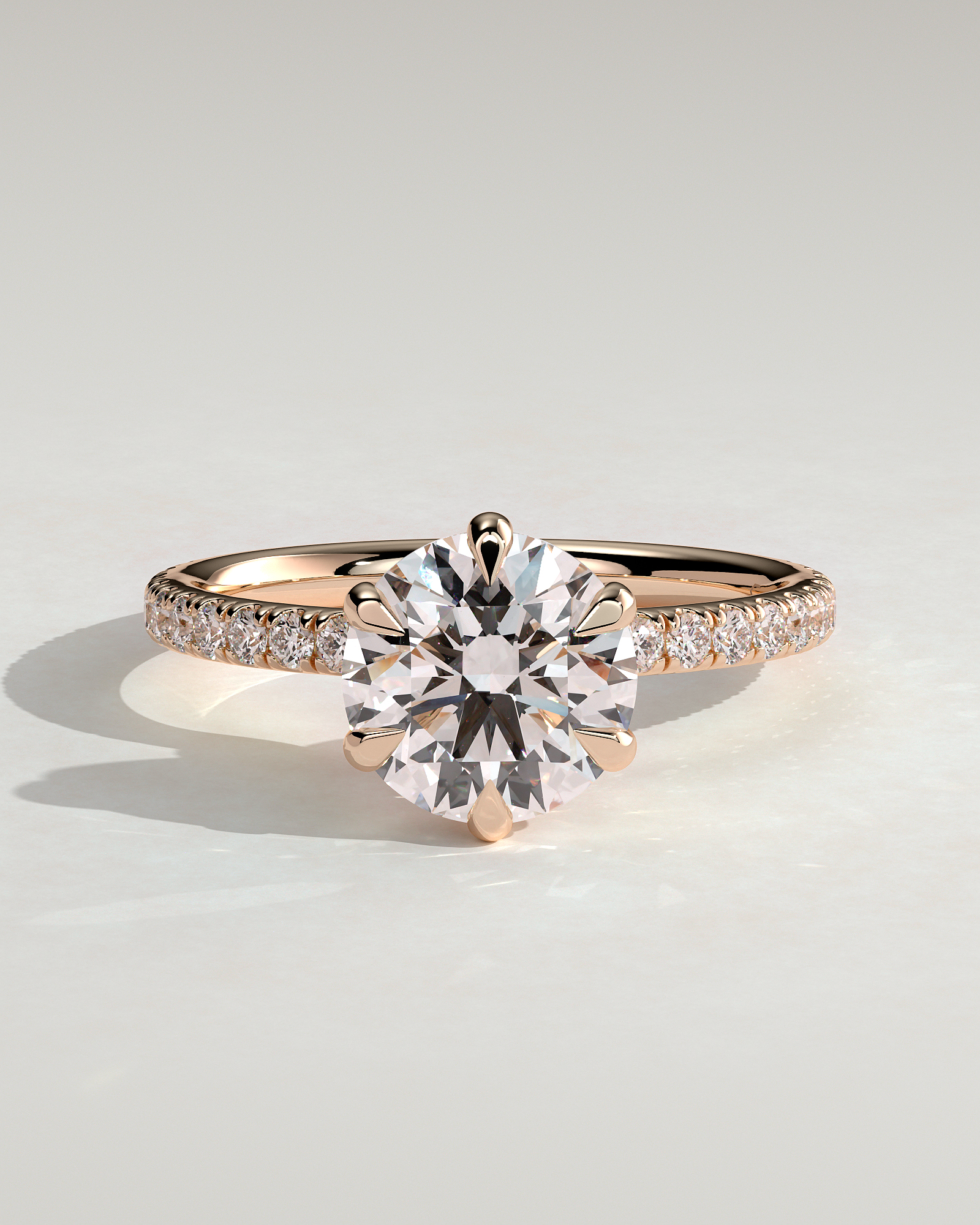 Holly - 6 Claw Pav Round Solitaire with Hidden Halo - 18k Rose Gold