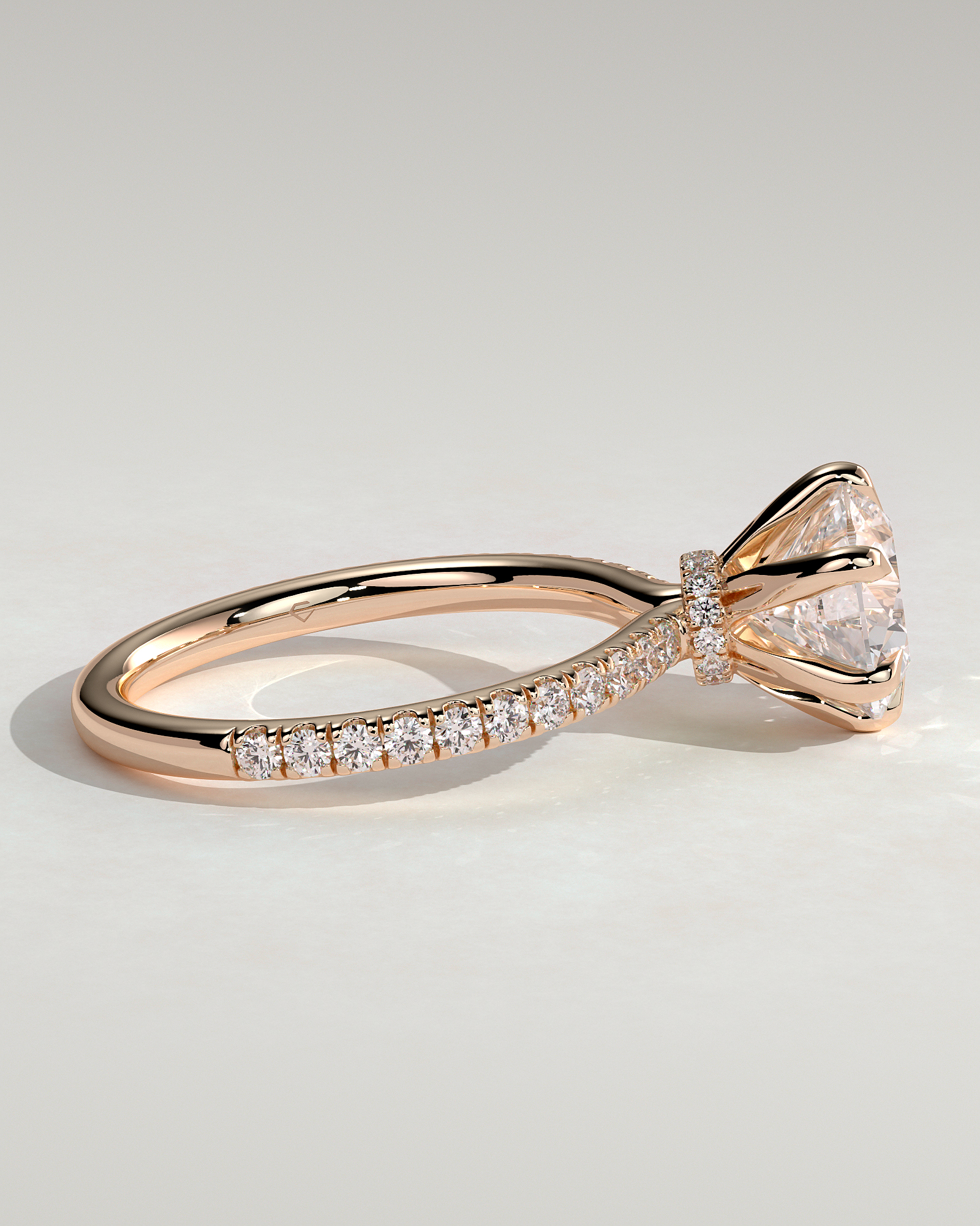 Holly - 6 Claw Pav Round Solitaire with Hidden Halo - 18k Rose Gold