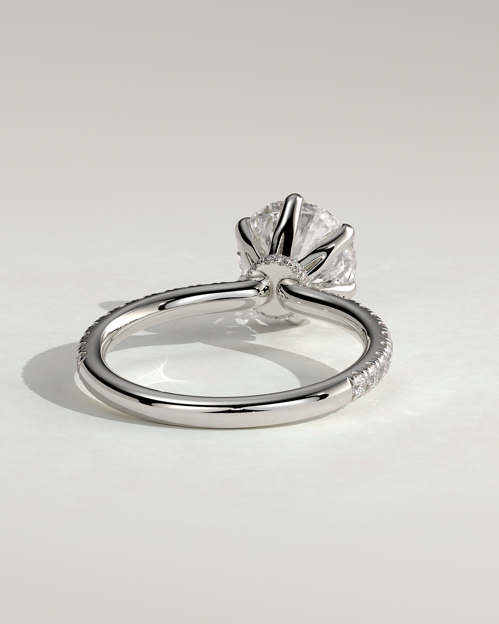 Holly - 6 Claw Pav Round Solitaire with Hidden Halo - 18k White Gold