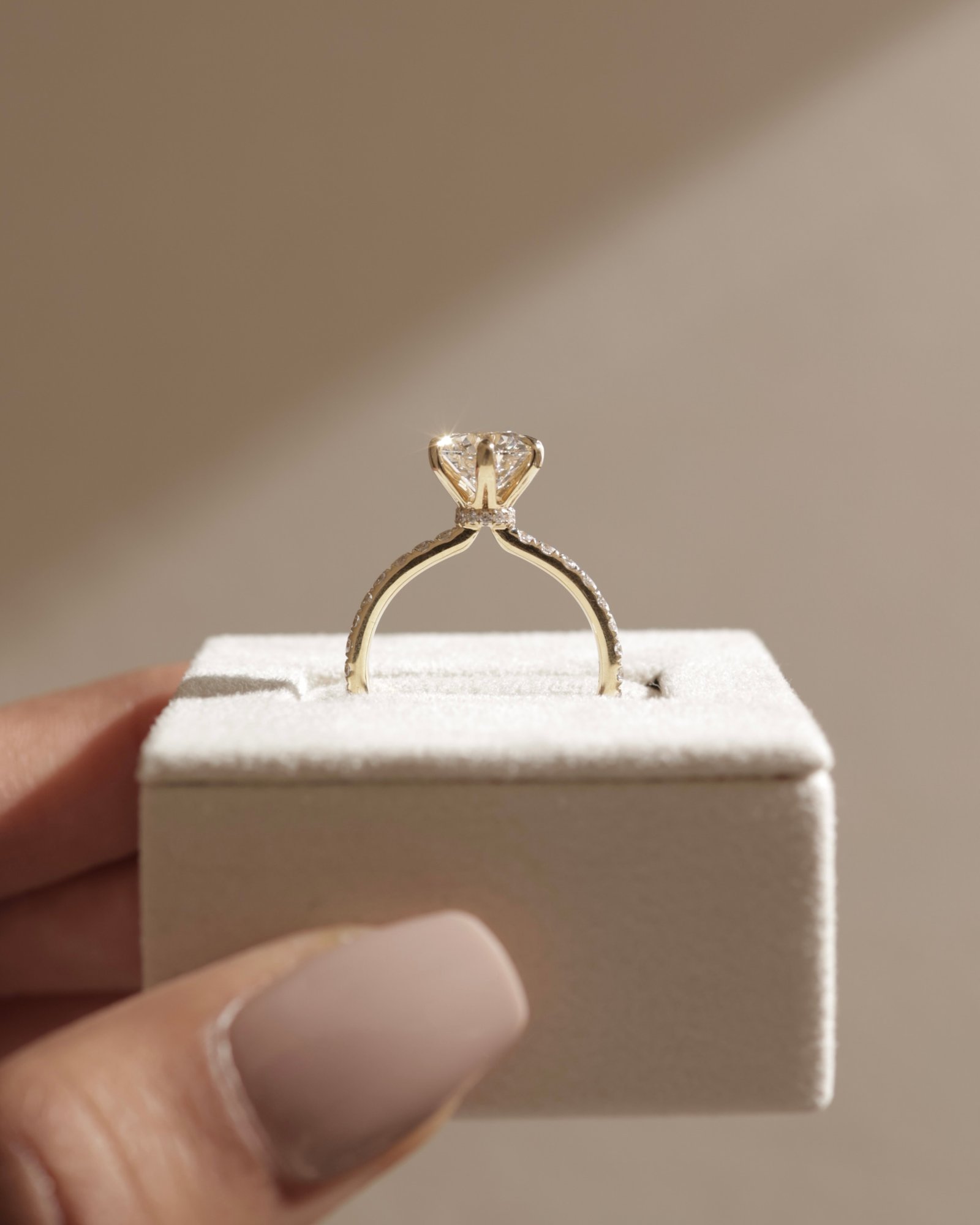 Holly - 6 Claw Pav Round Solitaire with Hidden Halo Lifestyle Image