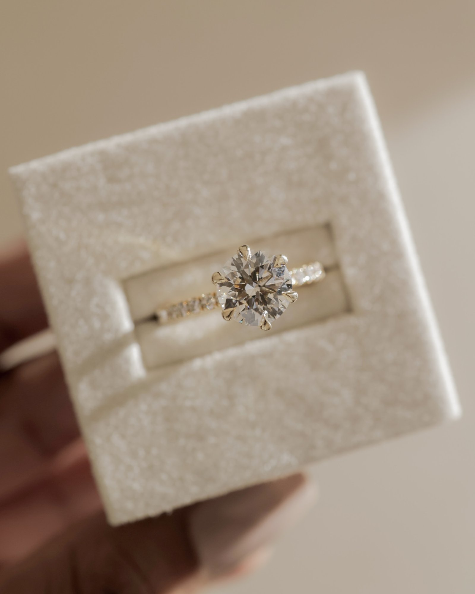 Holly - 6 Claw Pav Round Solitaire with Hidden Halo Lifestyle Image