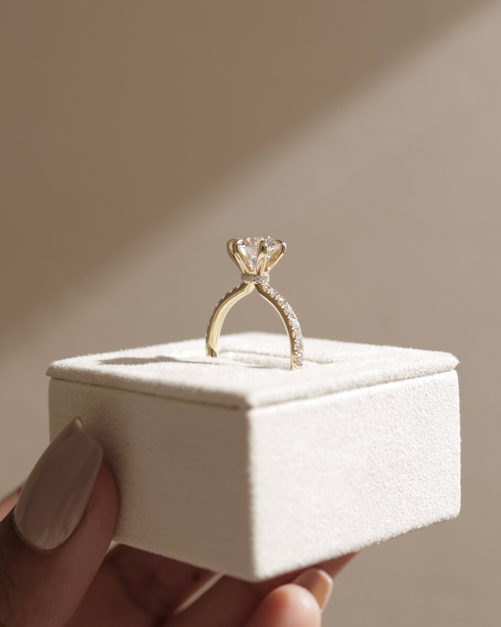 Holly - 6 Claw Pav Round Solitaire with Hidden Halo Lifestyle Image