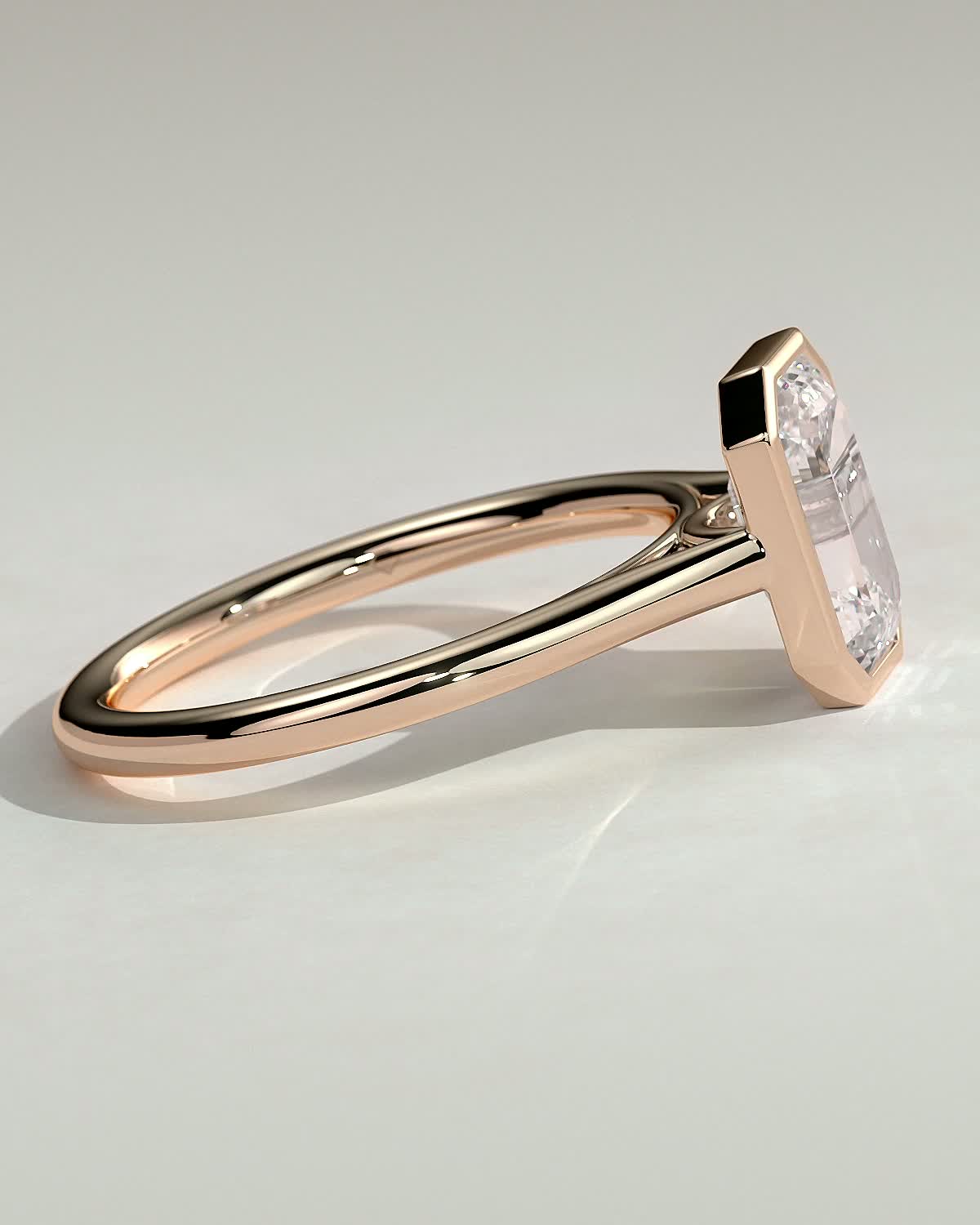 Imani - Bezel Set Emerald Solitaire - 18k Rose Gold