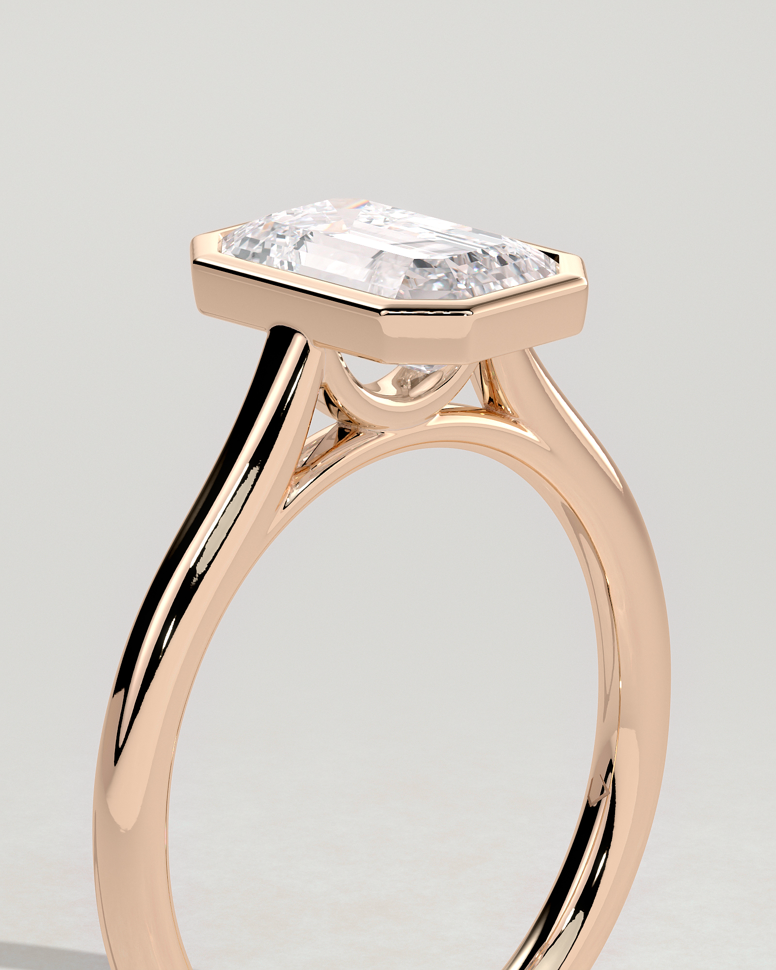 Imani - Bezel Set Emerald Solitaire - 18k Rose Gold