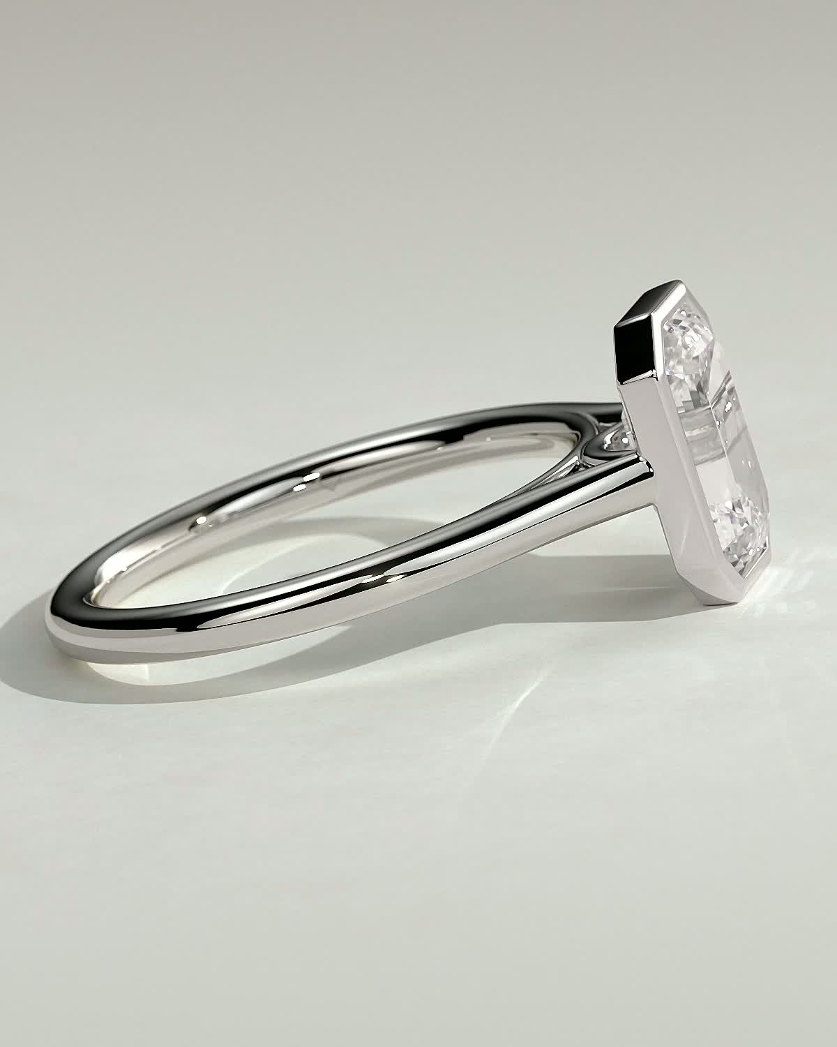 Imani - Bezel Set Emerald Solitaire - 18k White Gold