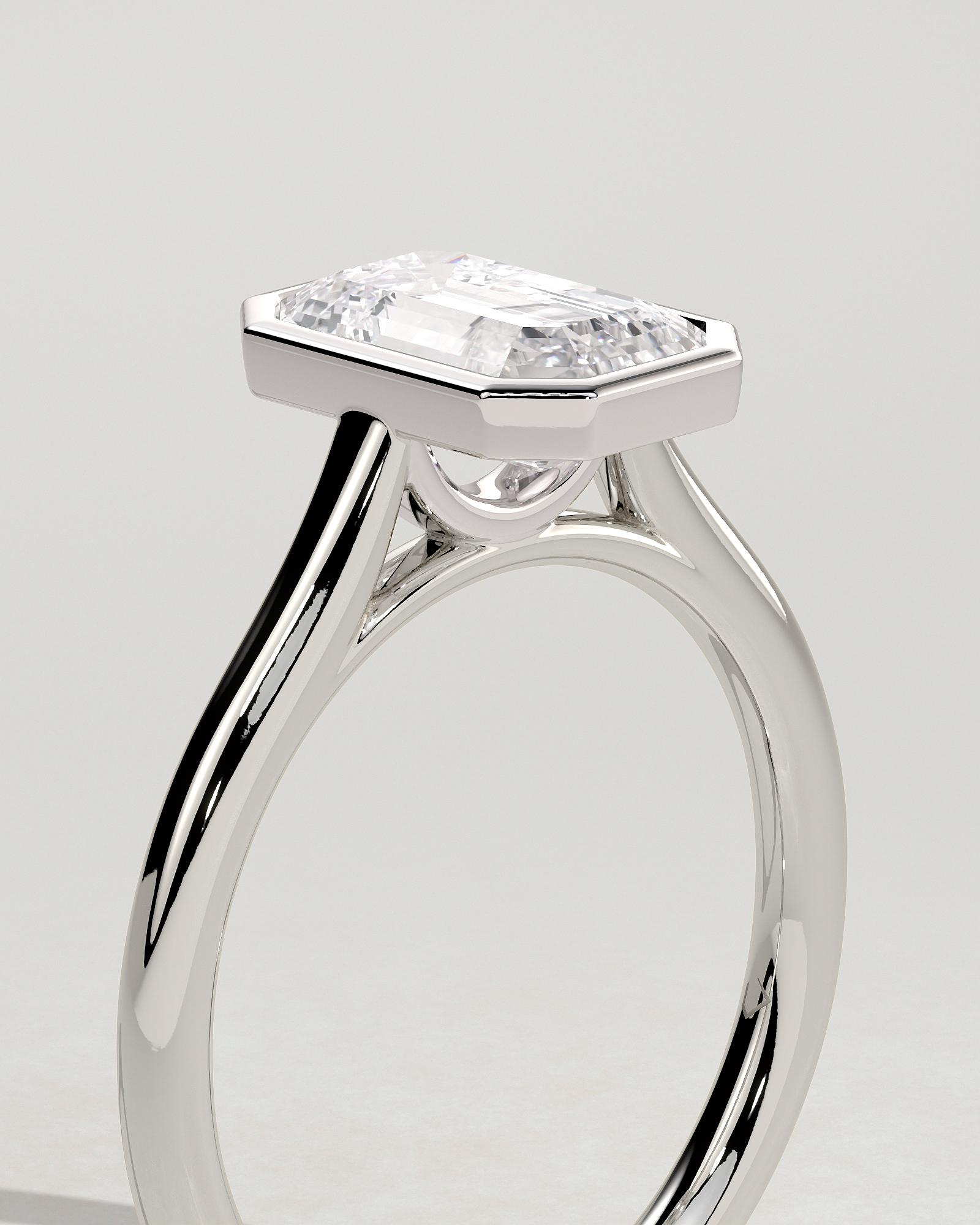 Imani - Bezel Set Emerald Solitaire - 18k White Gold
