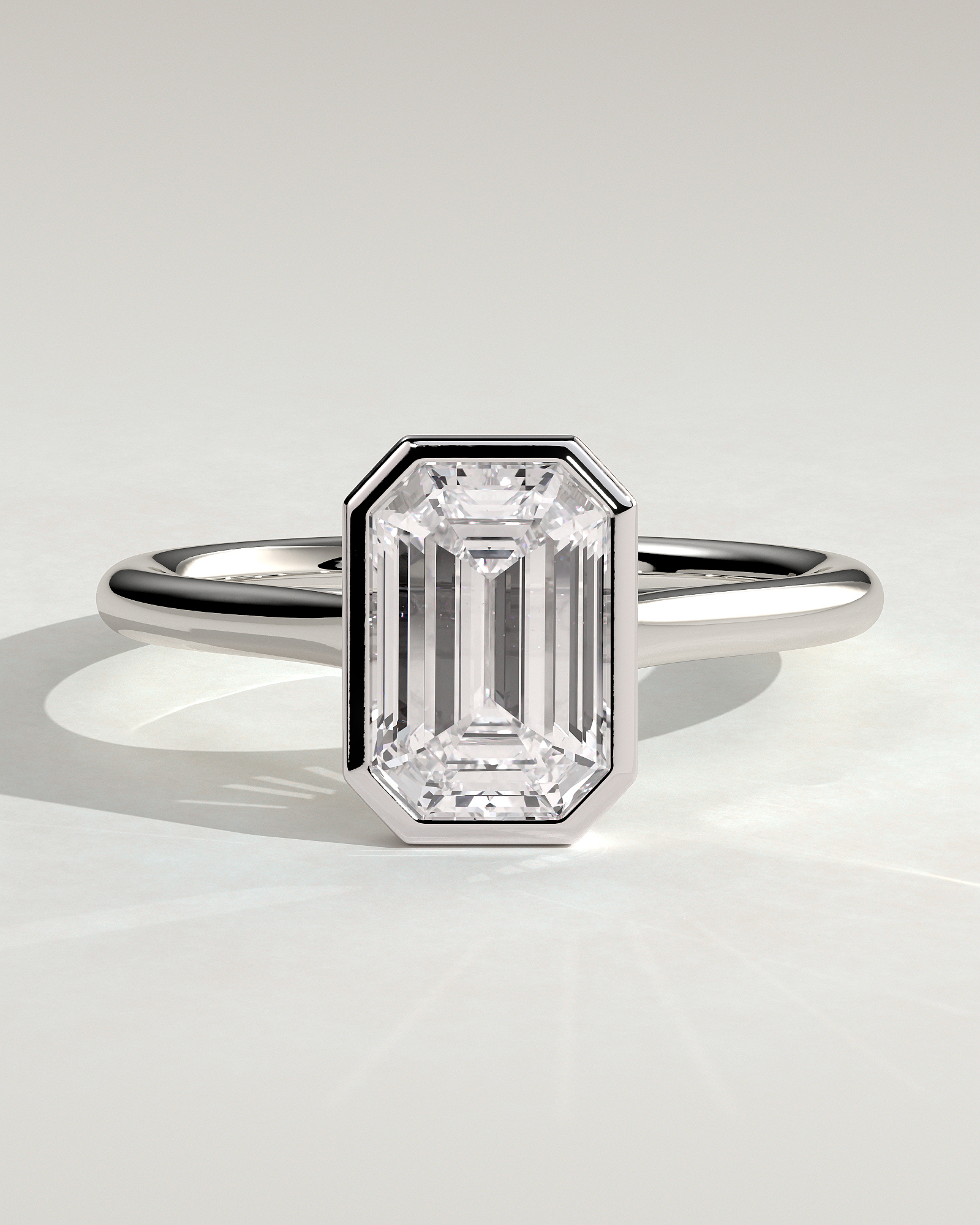 Imani - Bezel Set Emerald Solitaire - 18k White Gold