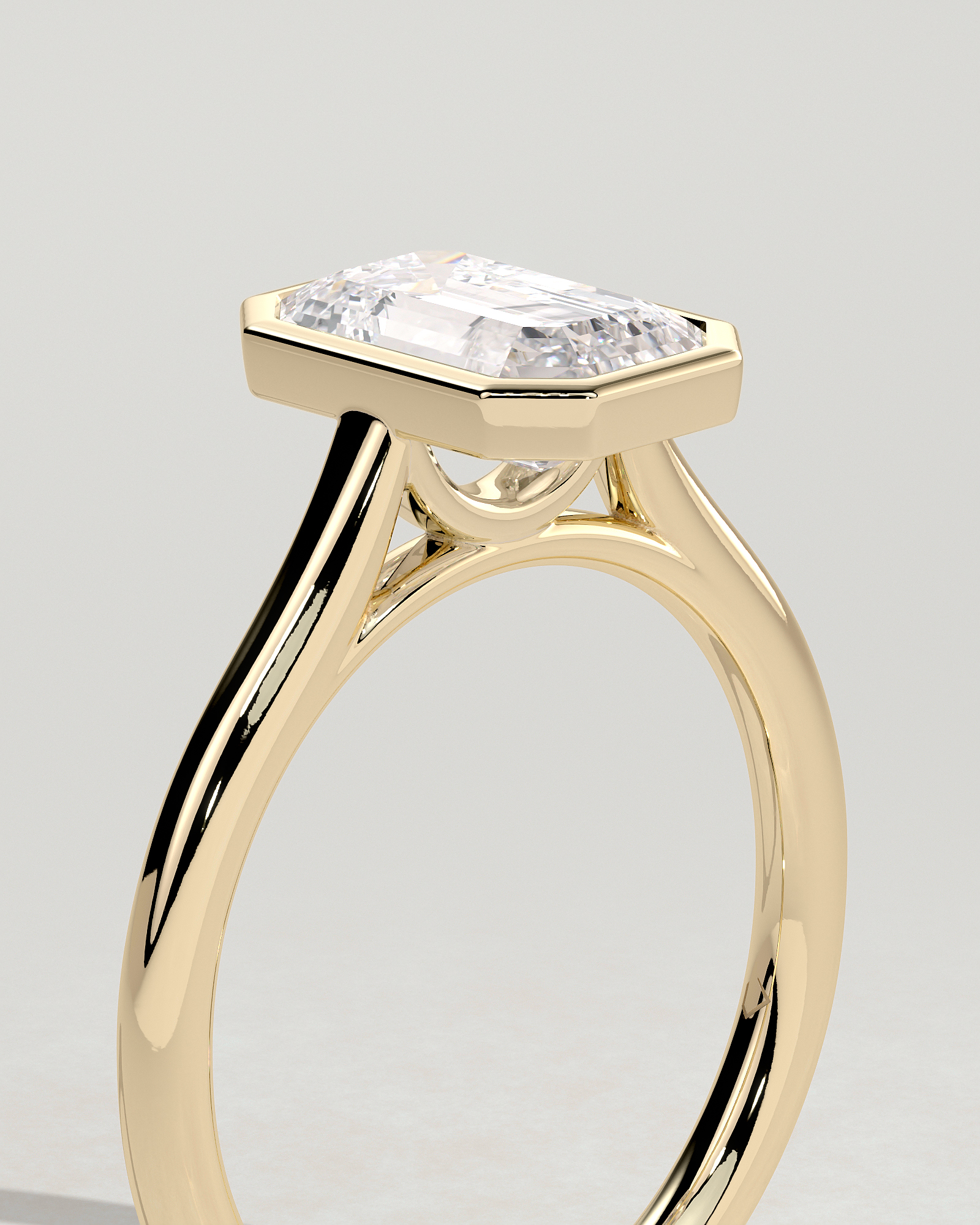 Imani - Bezel Set Emerald Solitaire - 18k Yellow Gold