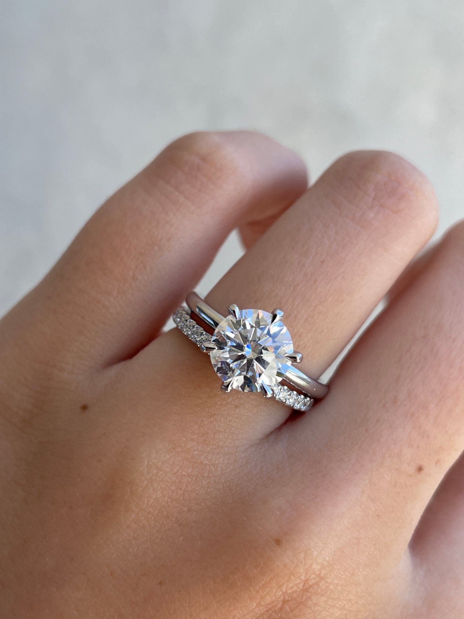 Ingrid  Full Pave Wedding Ring Lifestyle Image