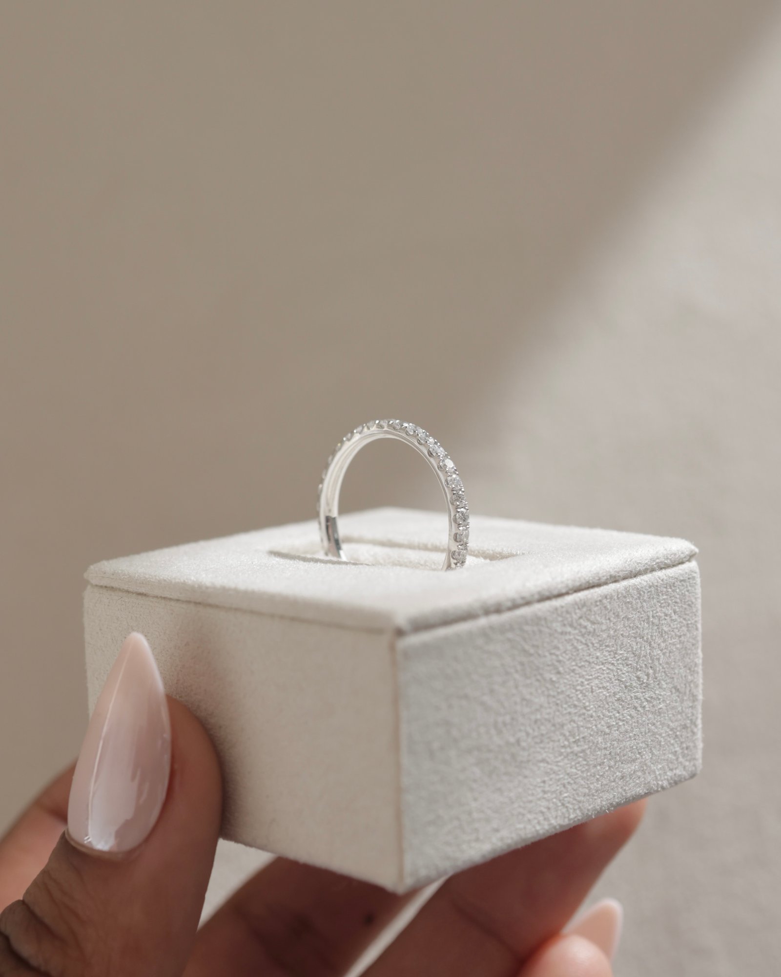 Ingrid  Full Pave Wedding Ring Lifestyle Image