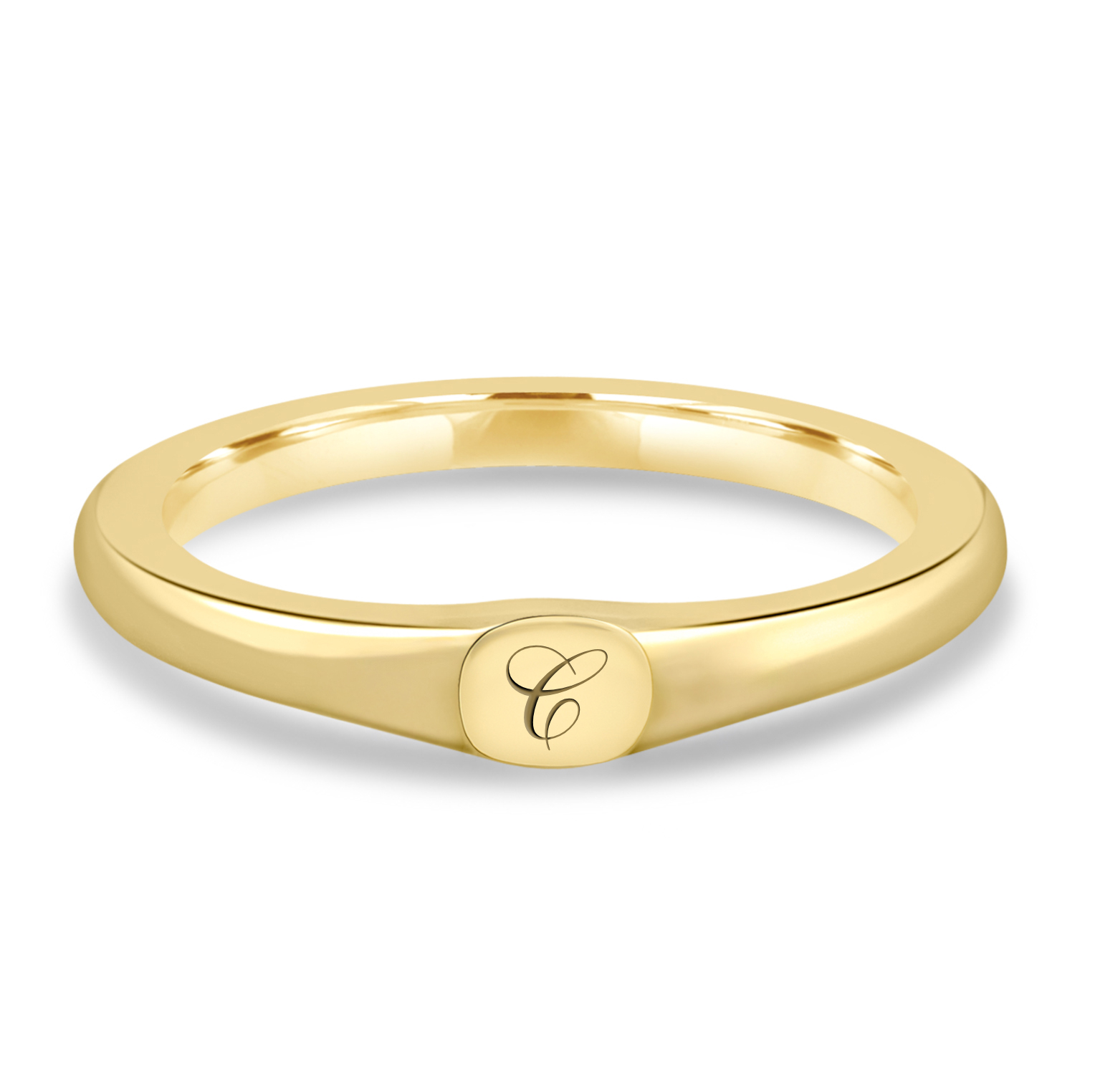Initial Signet Ring - 18k Yellow Gold None