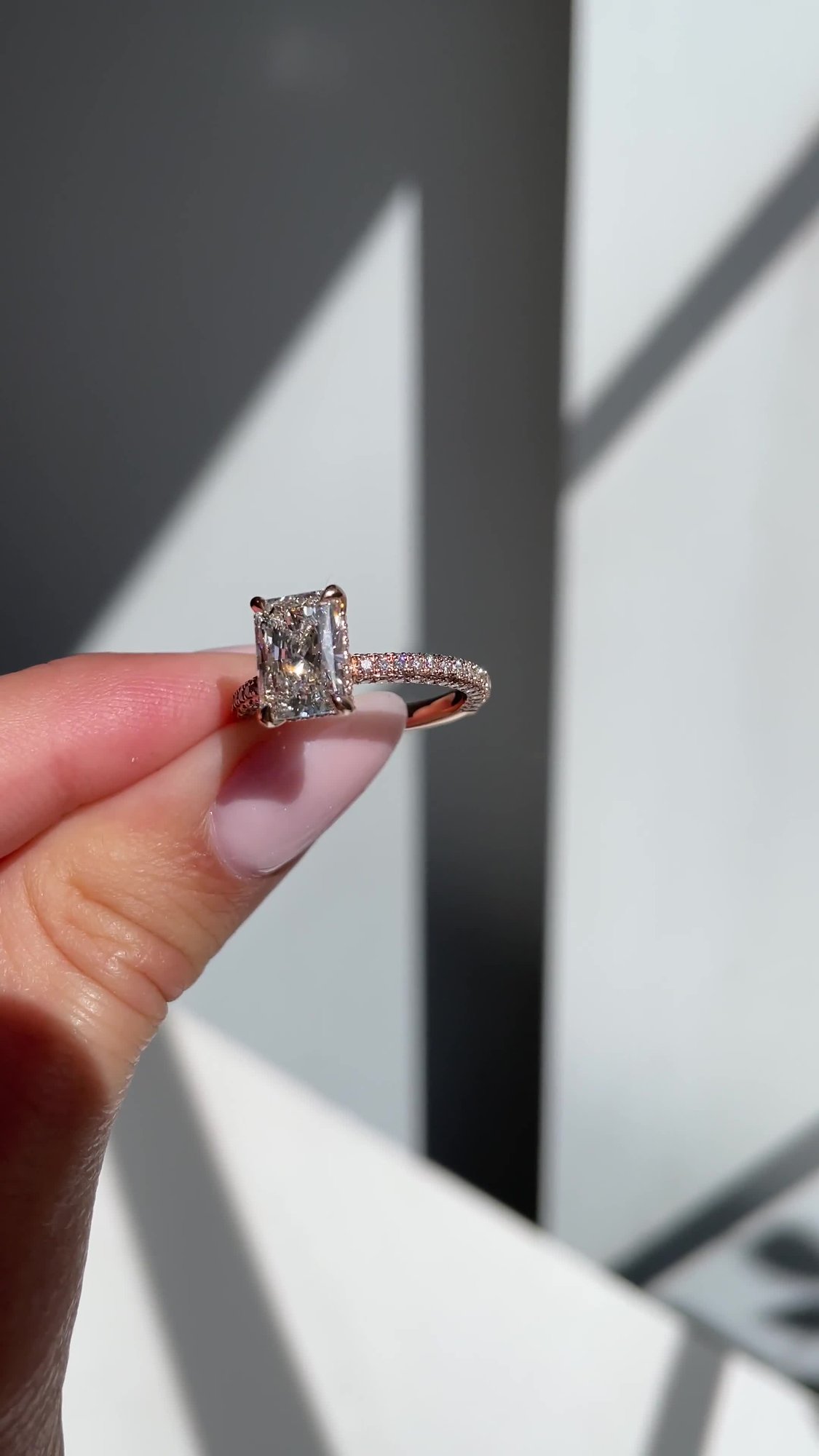 Irene - Radiant Solitaire with Hidden Halo and Triple Pave Lifestyle Image