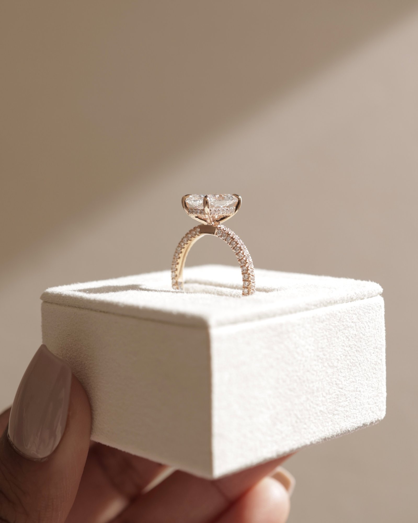 Irene - Radiant Solitaire with Hidden Halo and Triple Pave Lifestyle Image