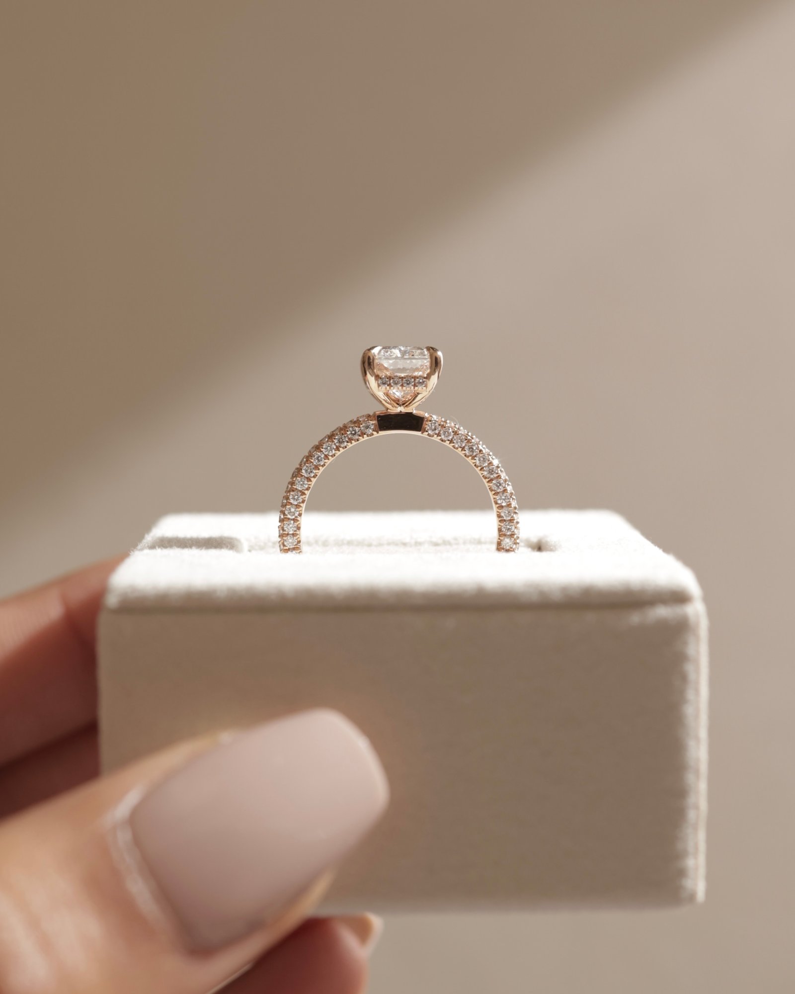 Irene - Radiant Solitaire with Hidden Halo and Triple Pave Lifestyle Image