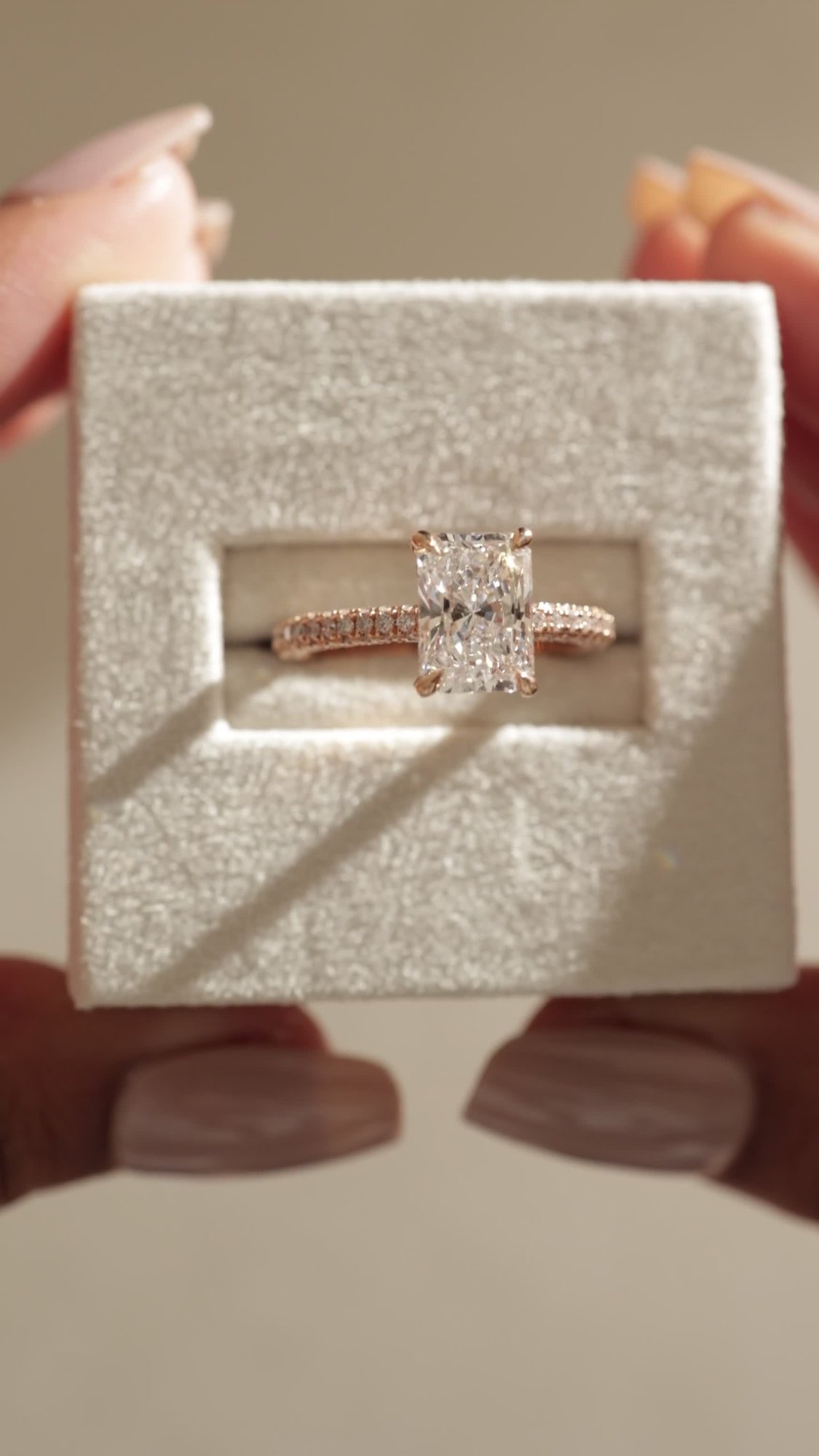 Irene - Radiant Solitaire with Hidden Halo and Triple Pave Lifestyle Image
