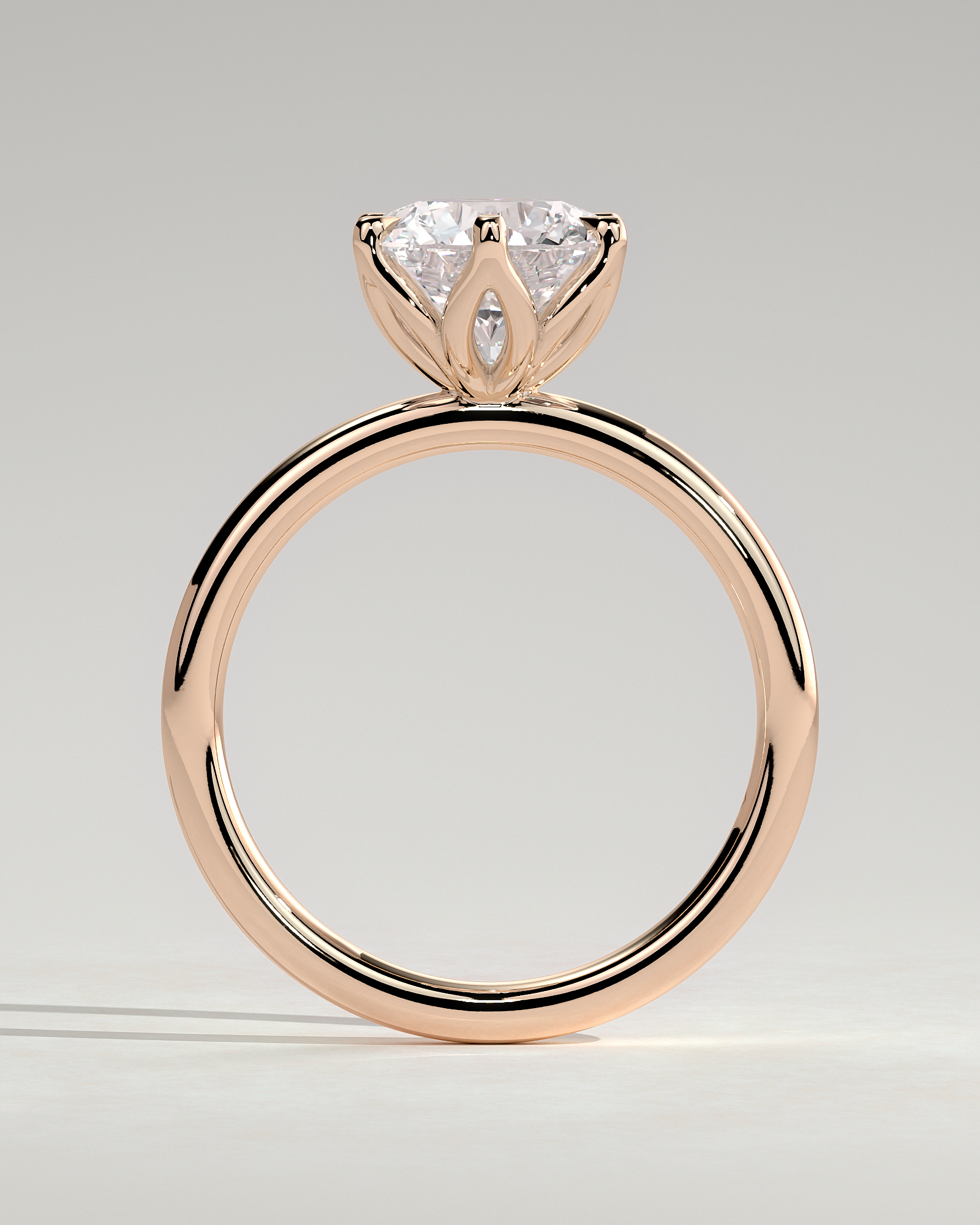 Iris  6 Claw Round Solitaire - 18k Rose Gold
