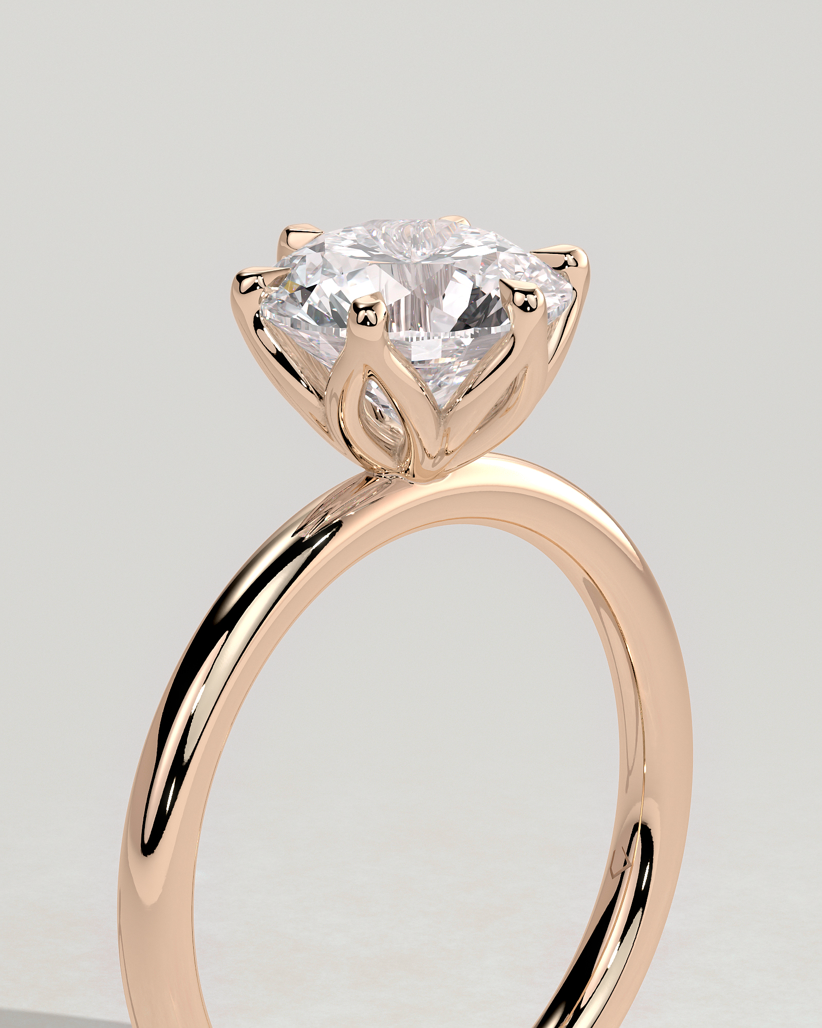 Iris  6 Claw Round Solitaire - 18k Rose Gold