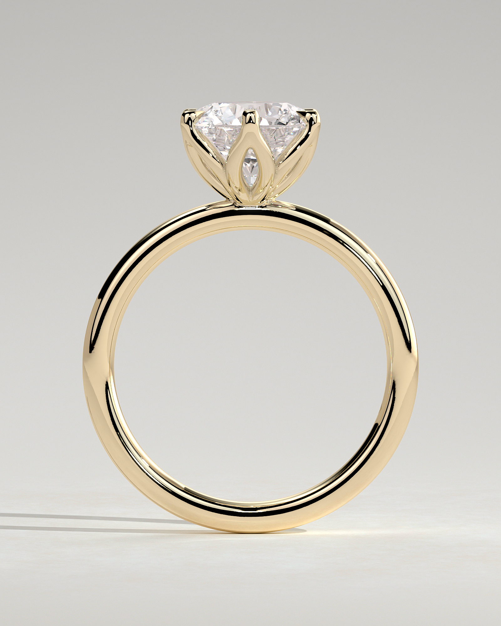 Iris  6 Claw Round Solitaire - 18k Yellow Gold