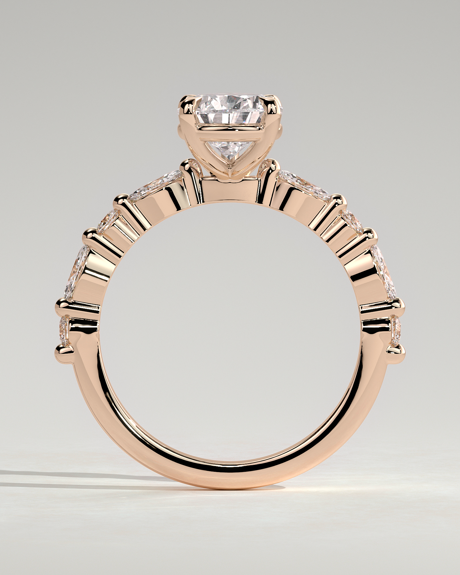 Jacinta - Pear Solitaire with Accent Band - 18k Rose Gold