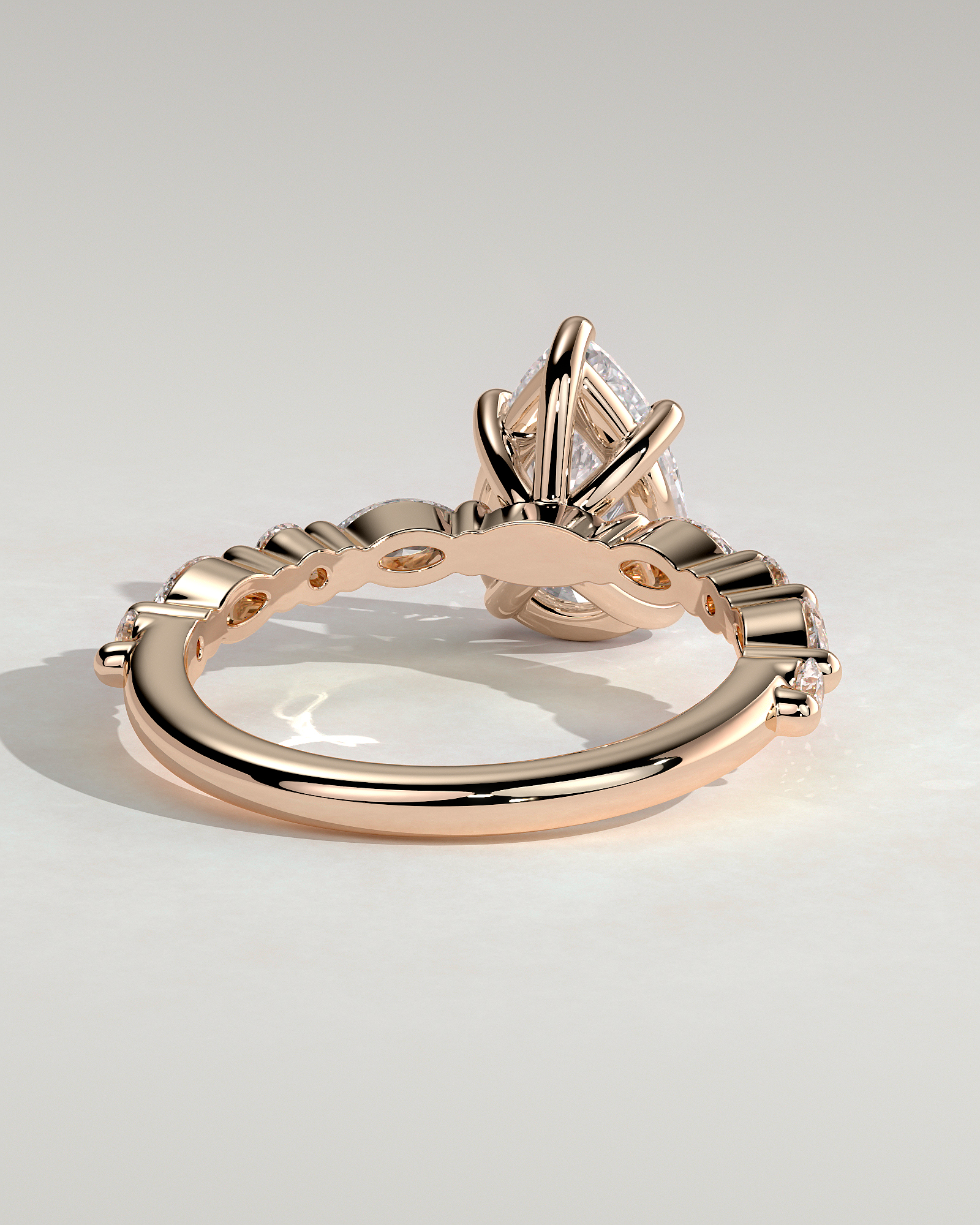 Jacinta - Pear Solitaire with Accent Band - 18k Rose Gold