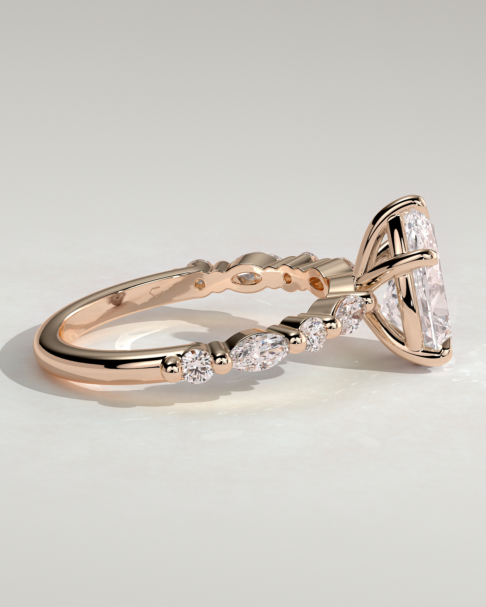 Jacinta - Pear Solitaire with Accent Band - 18k Rose Gold