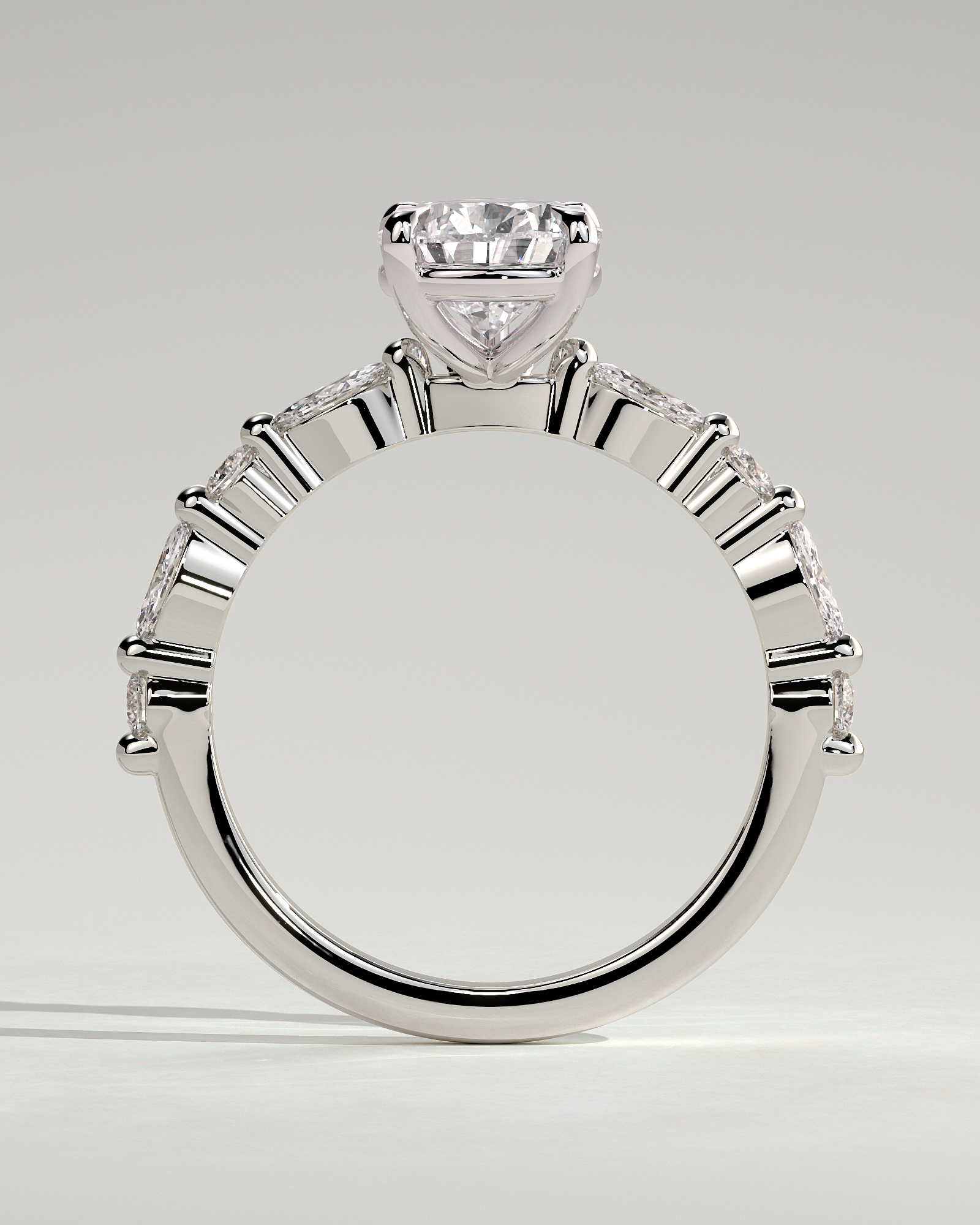 Jacinta - Pear Solitaire with Accent Band - 18k White Gold