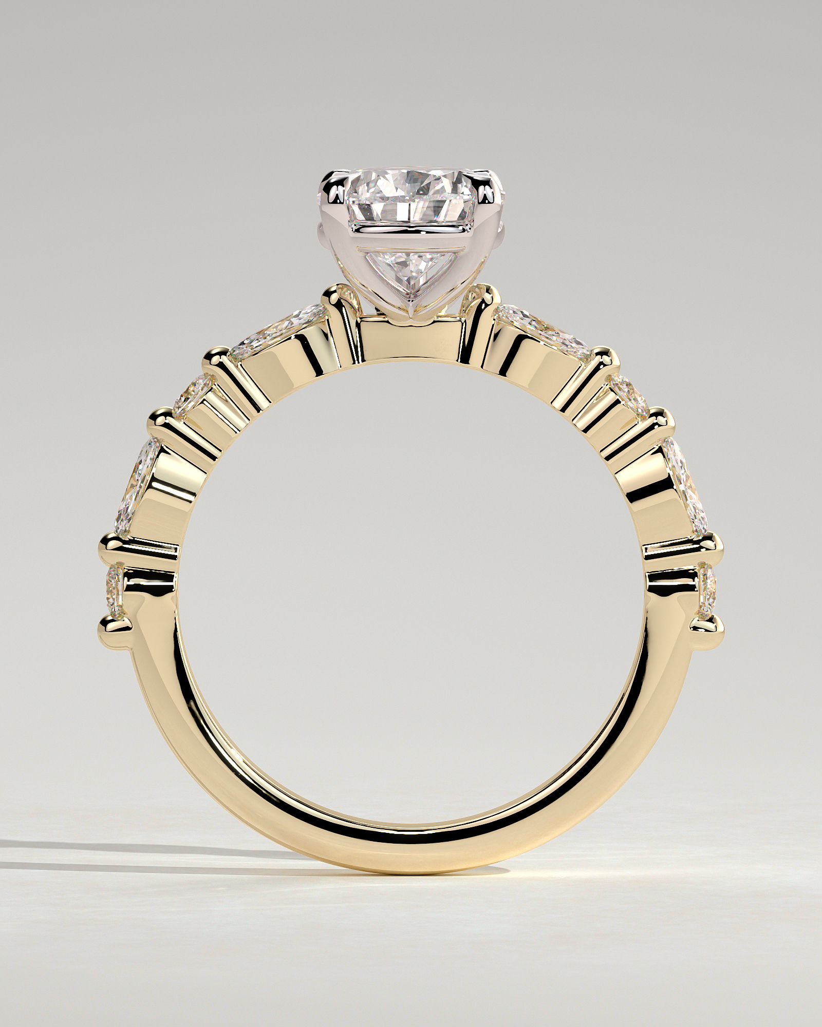 Jacinta - Pear Solitaire with Accent Band - 18k Yellow Gold / 18k White Gold