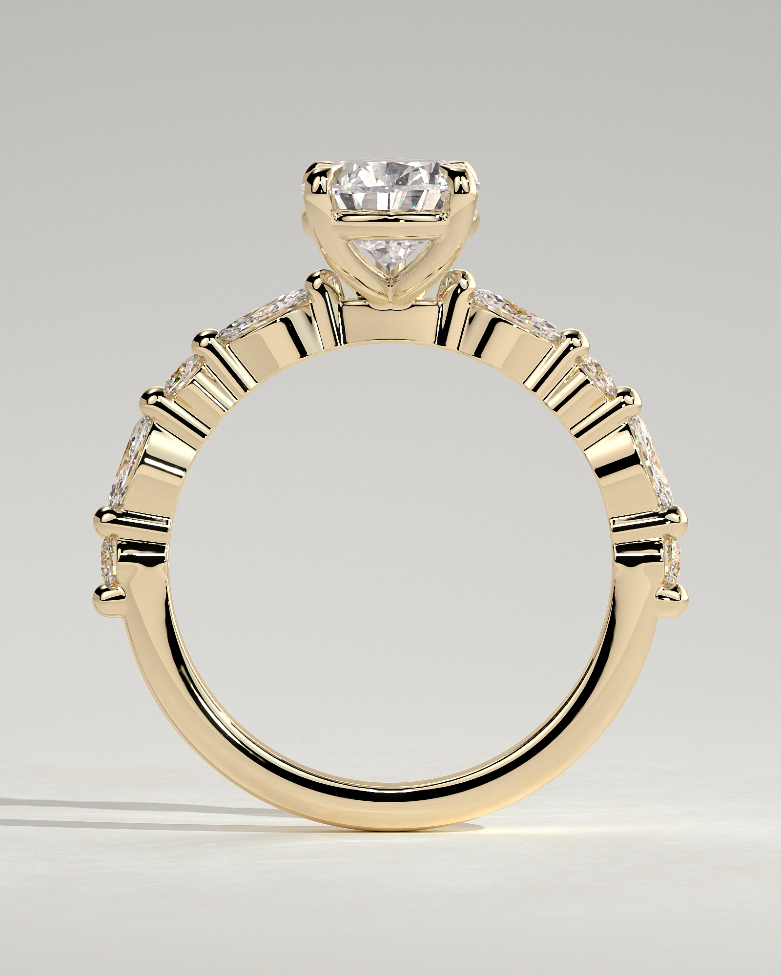 Jacinta - Pear Solitaire with Accent Band - 18k Yellow Gold