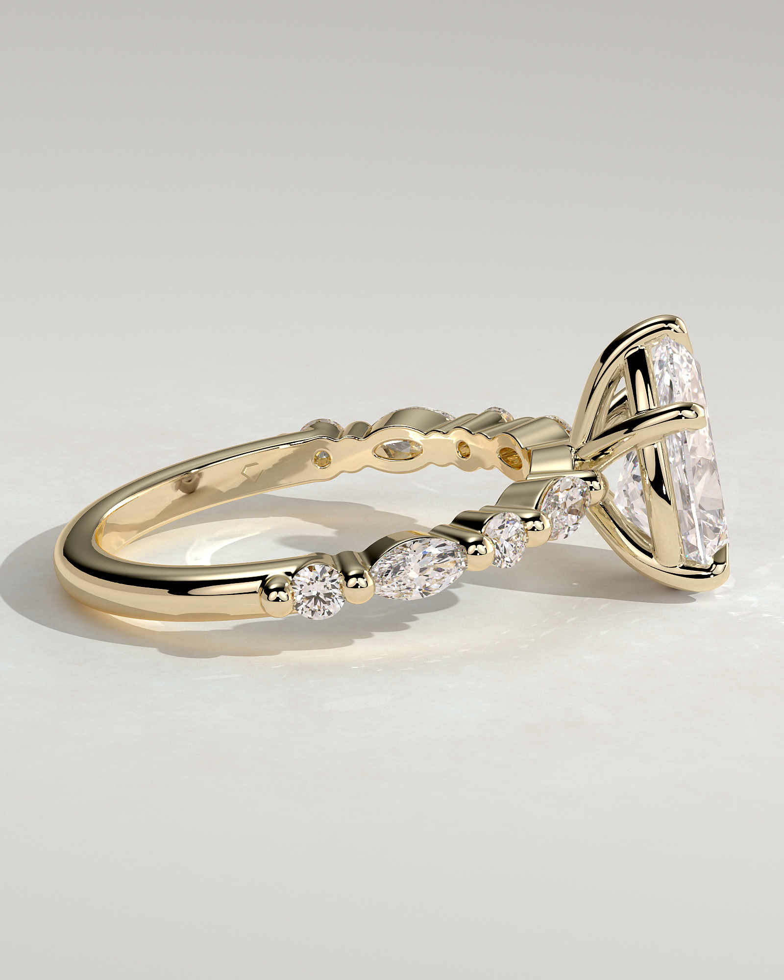 Jacinta - Pear Solitaire with Accent Band - 18k Yellow Gold