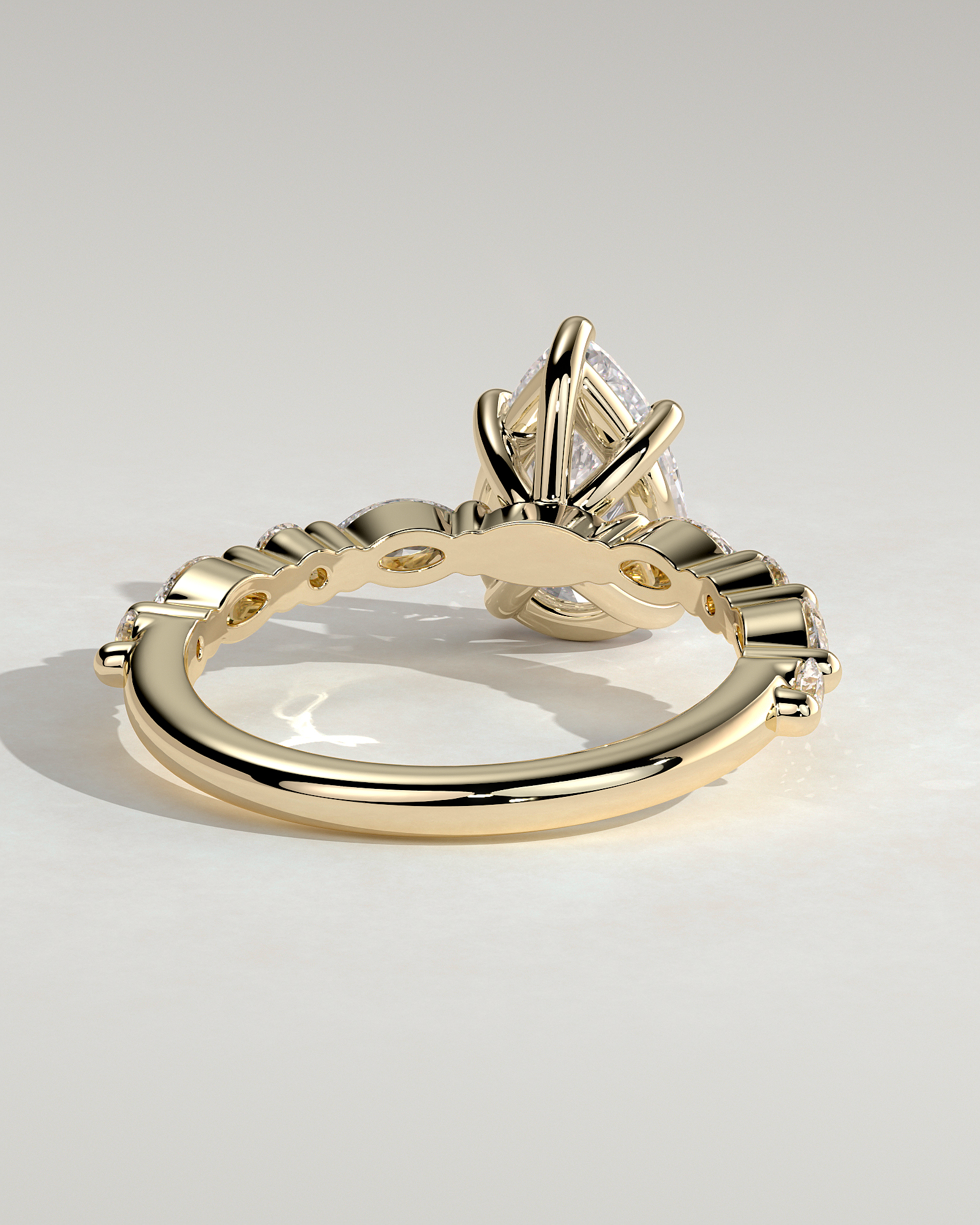 Jacinta - Pear Solitaire with Accent Band - 18k Yellow Gold
