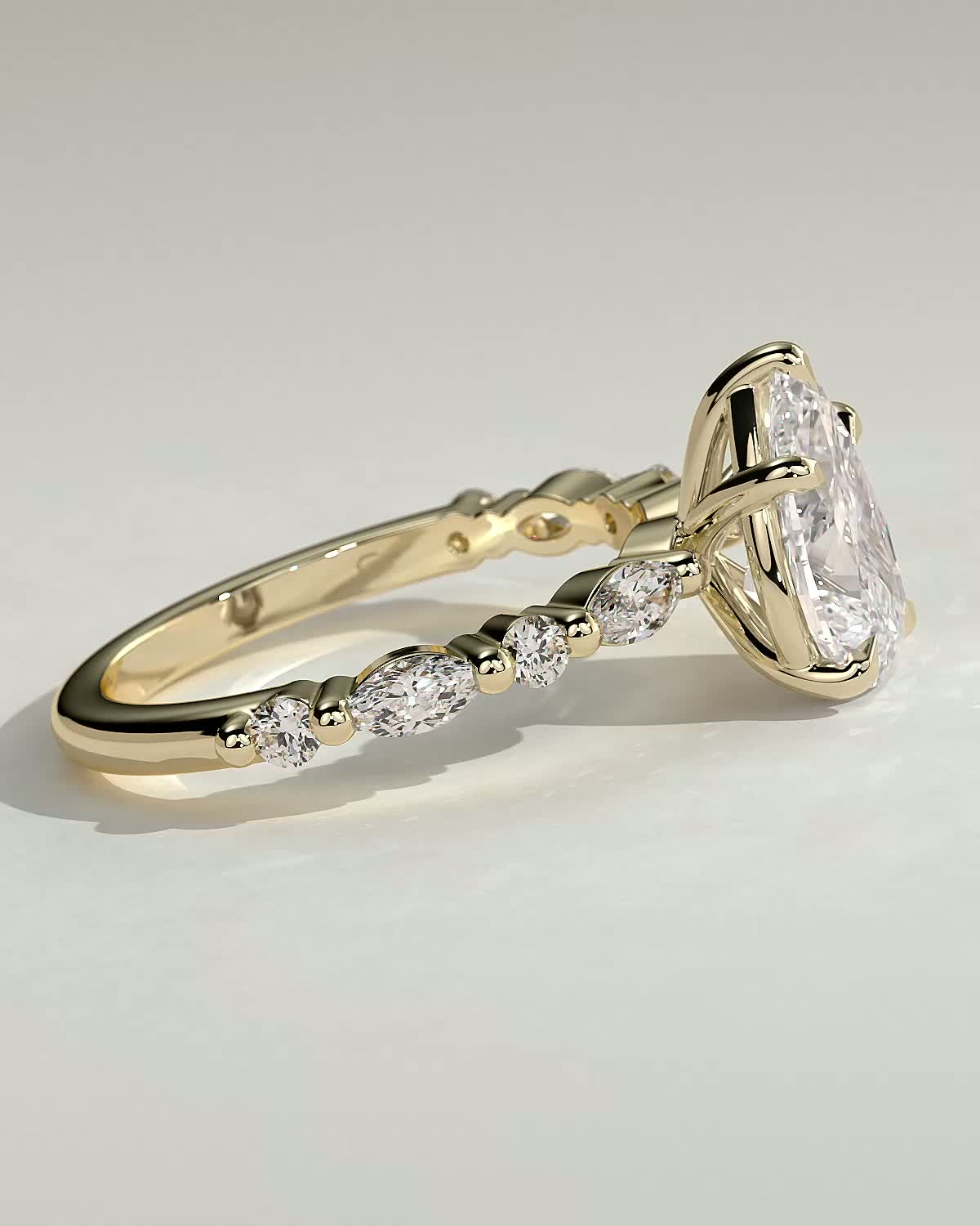 Jacinta - Pear Solitaire with Accent Band - 18k Yellow Gold