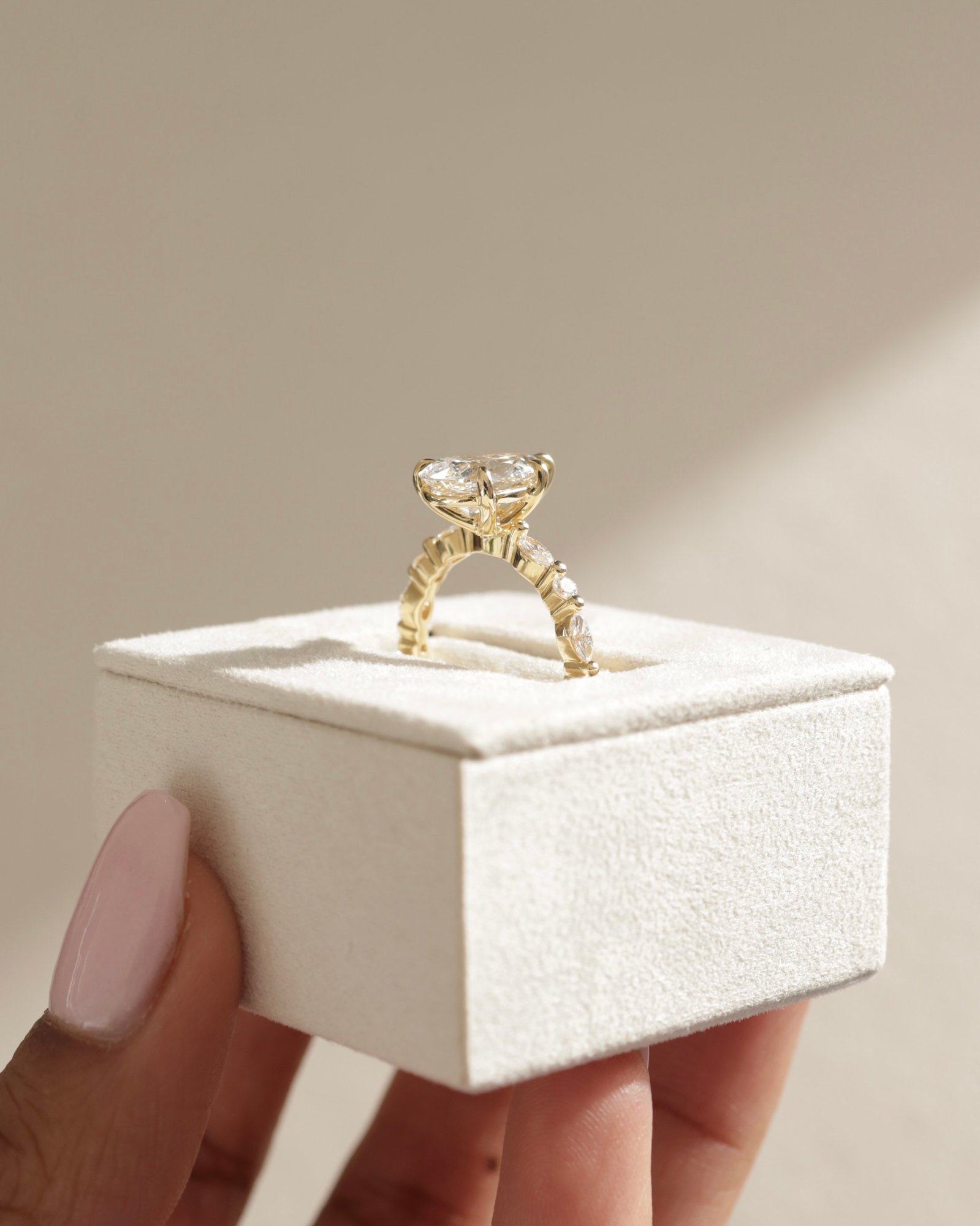 Jacinta - Pear Solitaire with Accent Band Lifestyle Image