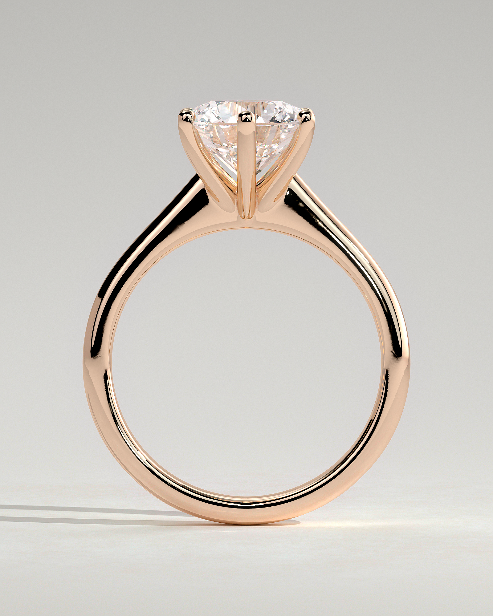 Jacqueline  6 Claw Round Solitaire - 18k Rose Gold
