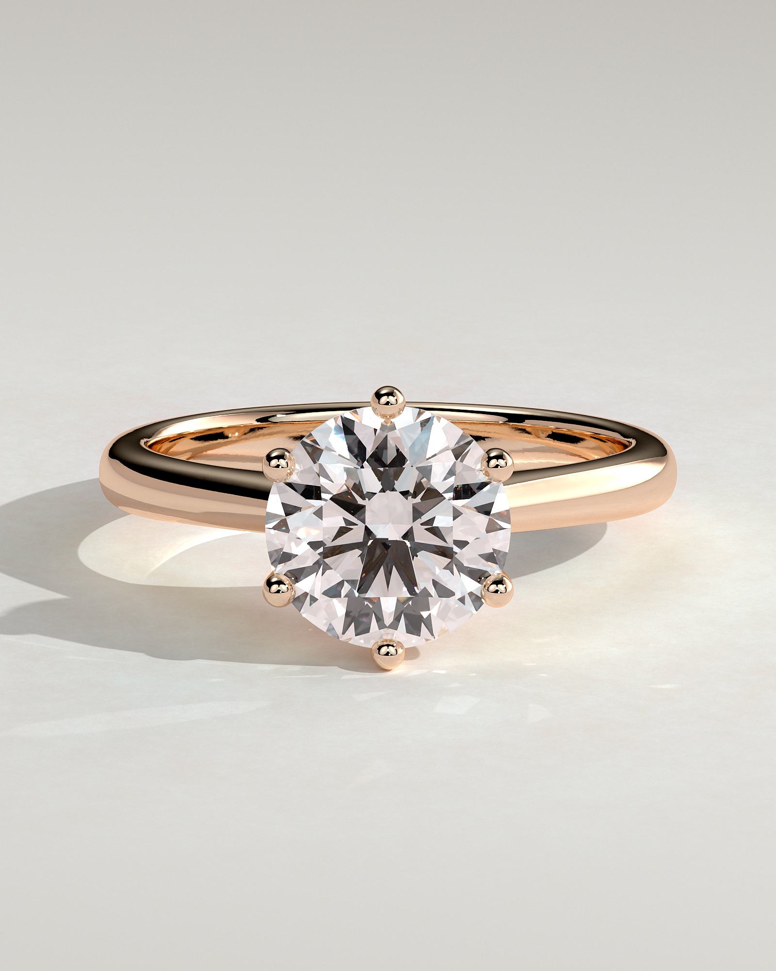 Jacqueline  6 Claw Round Solitaire - 18k Rose Gold