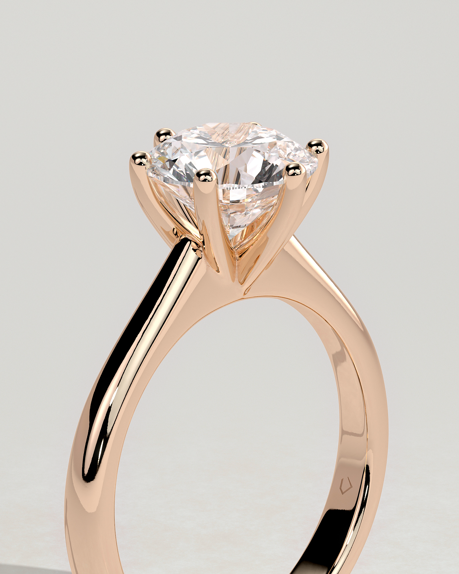 Jacqueline  6 Claw Round Solitaire - 18k Rose Gold
