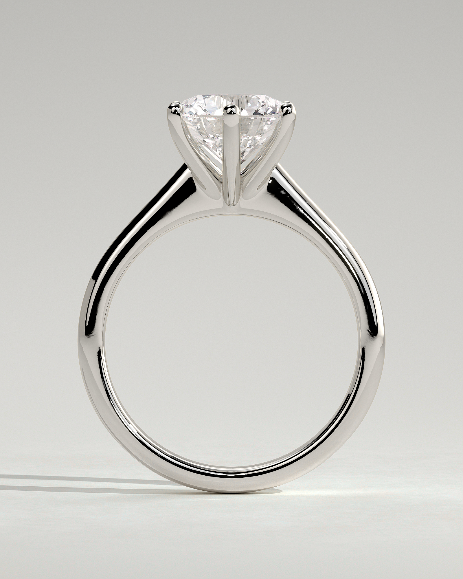 Jacqueline  6 Claw Round Solitaire - 18k White Gold