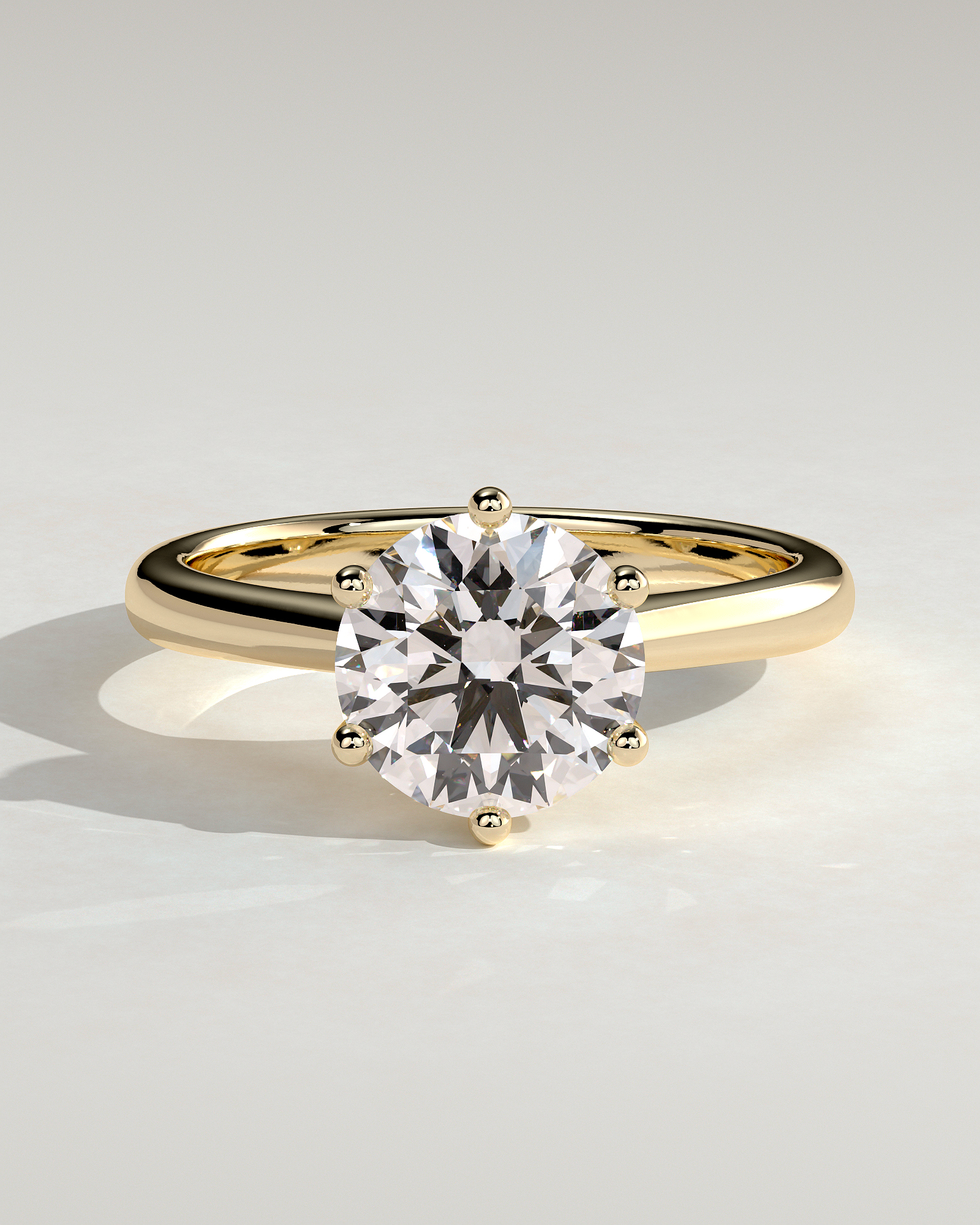 Jacqueline  6 Claw Round Solitaire - 18k Yellow Gold
